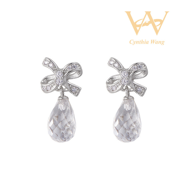 'Heavenly Drops' Clear Quartz Dangling Earrings