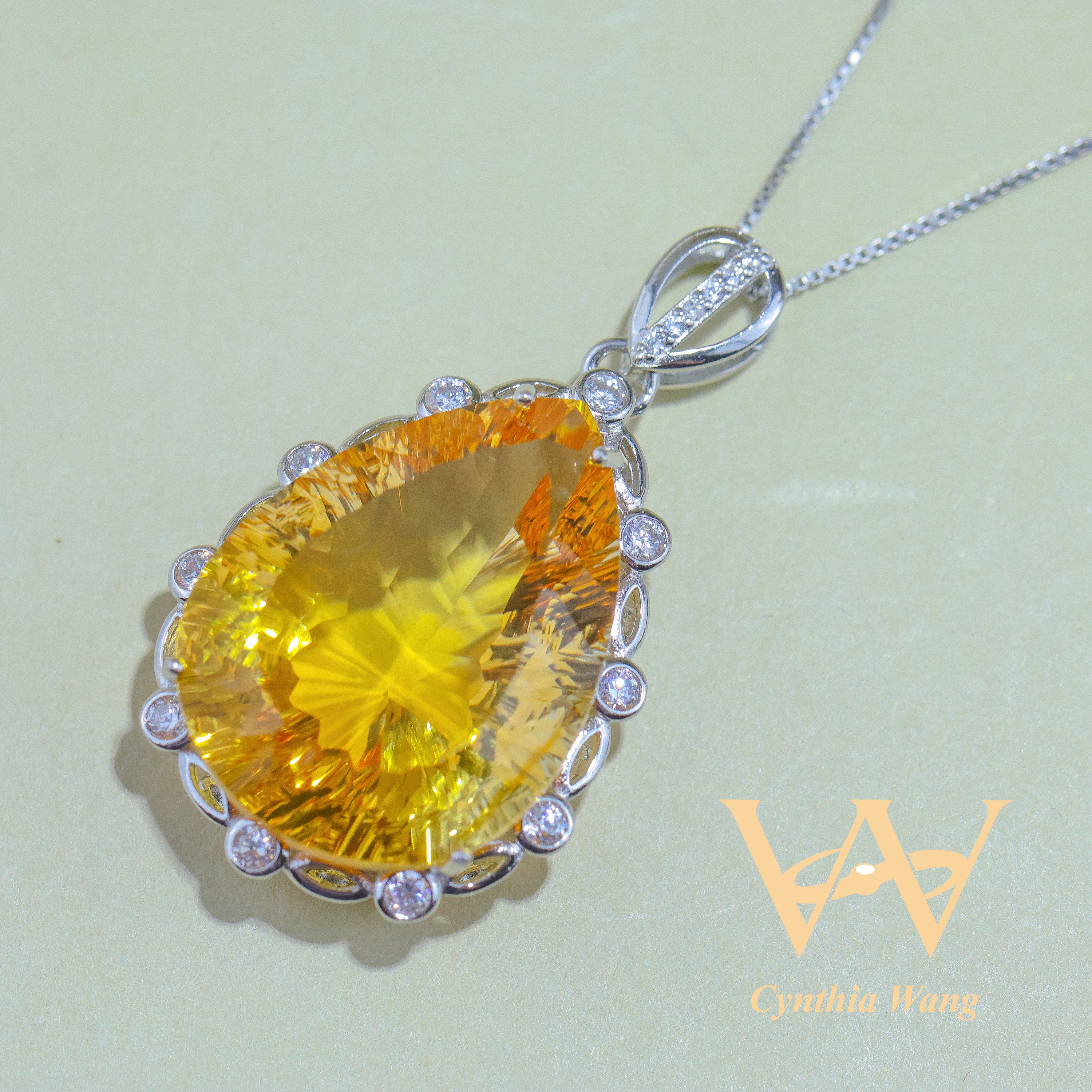 'Sunlit Blossoms' Citrine Pendant