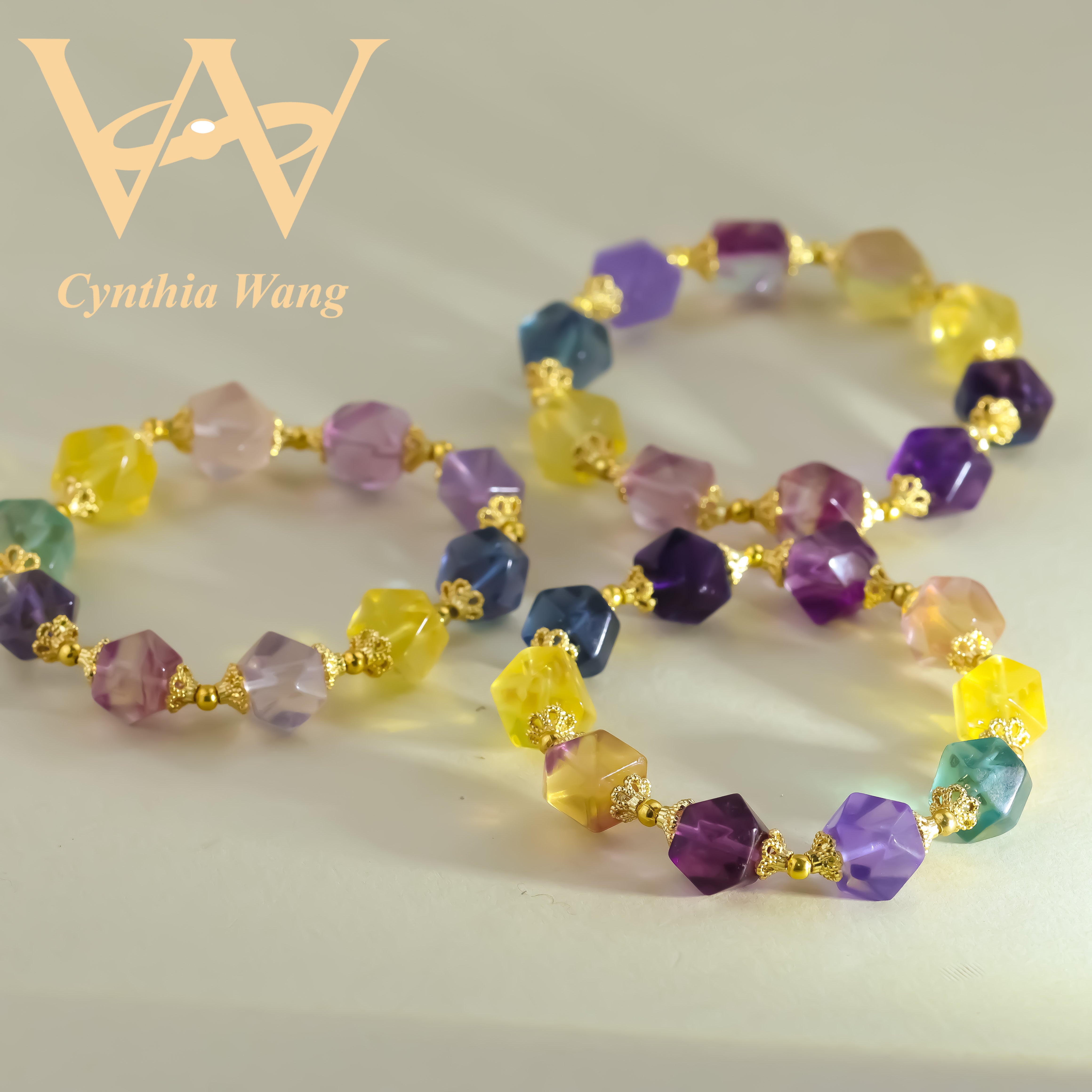 'Colorful Kaba Stars' Fluorite Bracelet