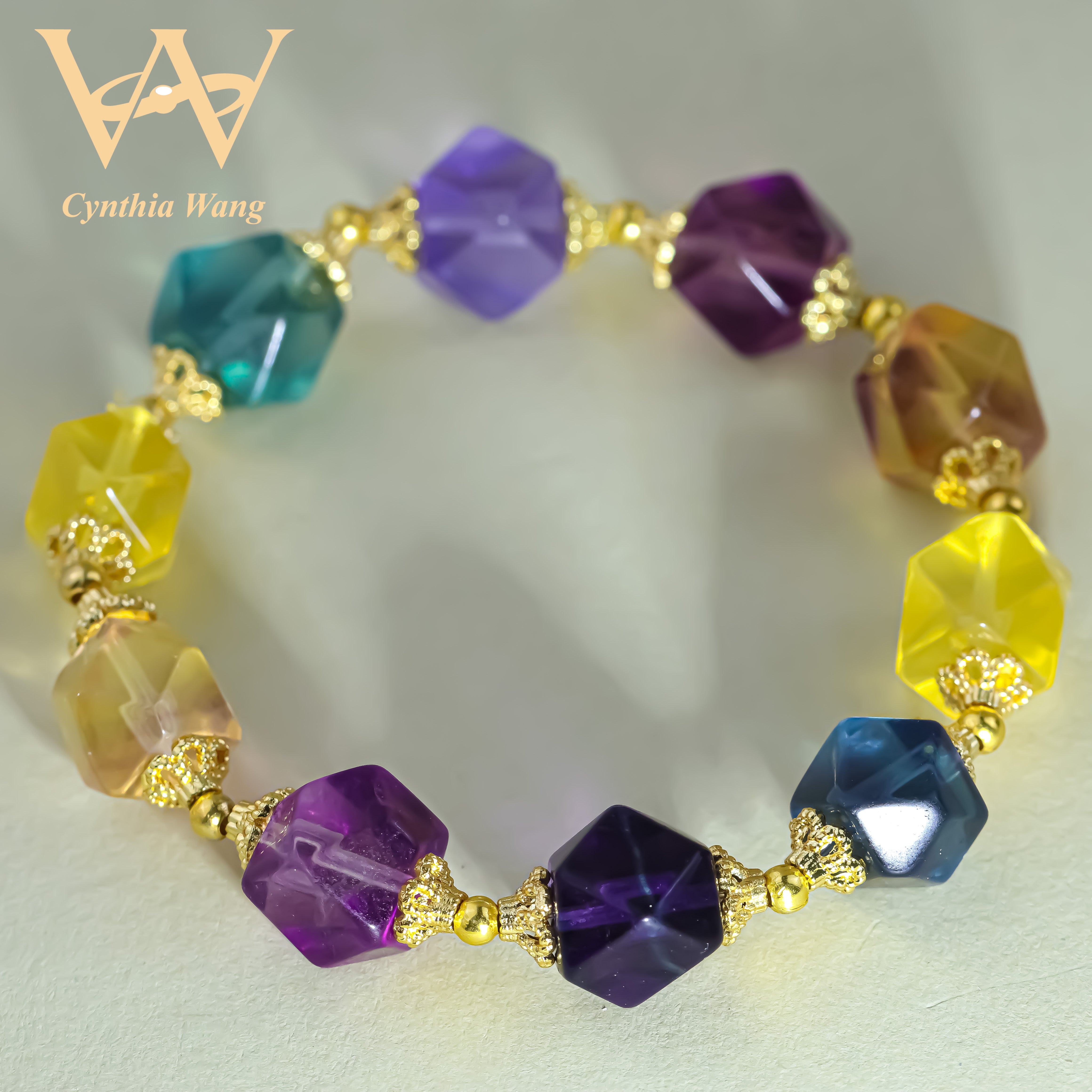 'Colorful Kaba Stars' Fluorite Bracelet