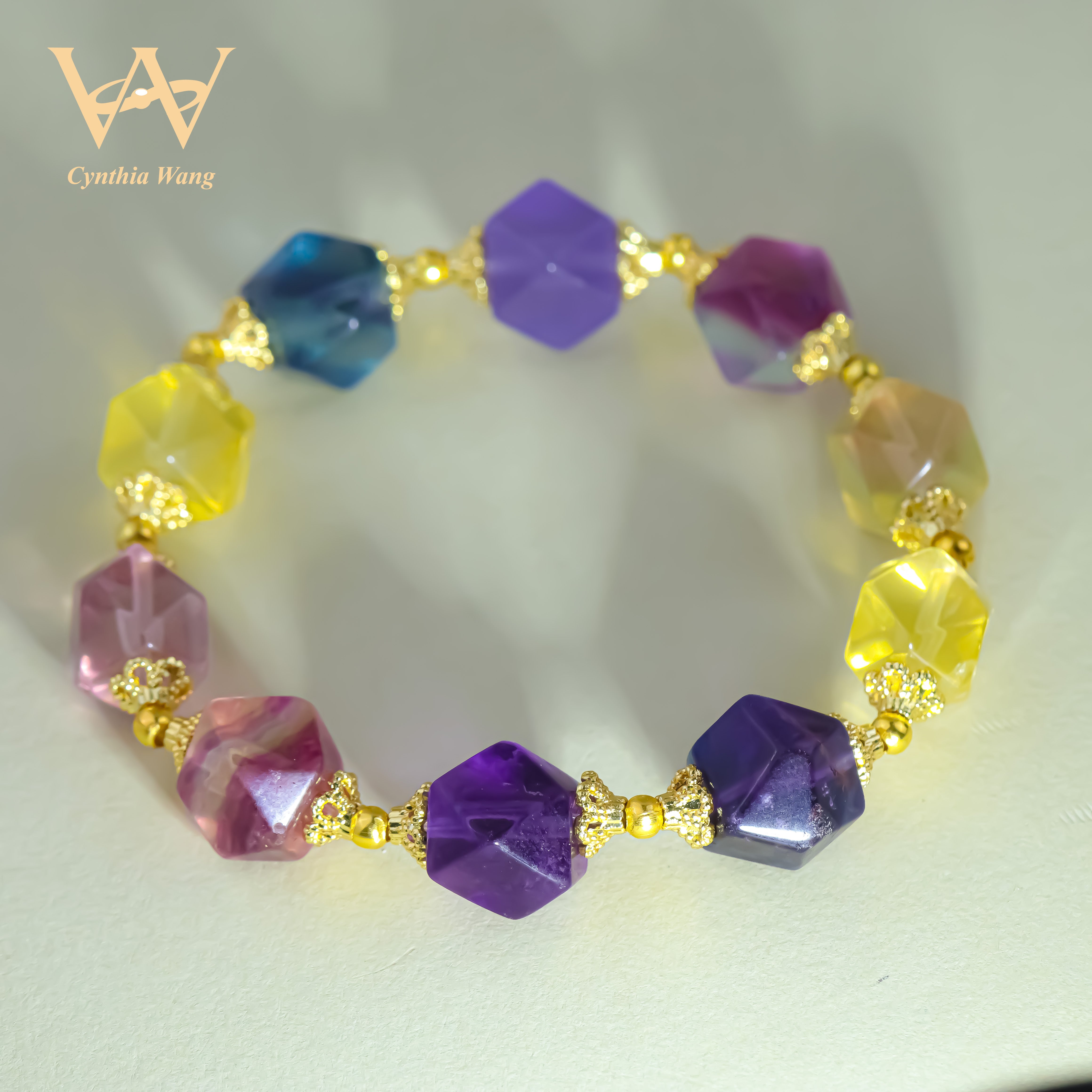 'Colorful Kaba Stars' Fluorite Bracelet