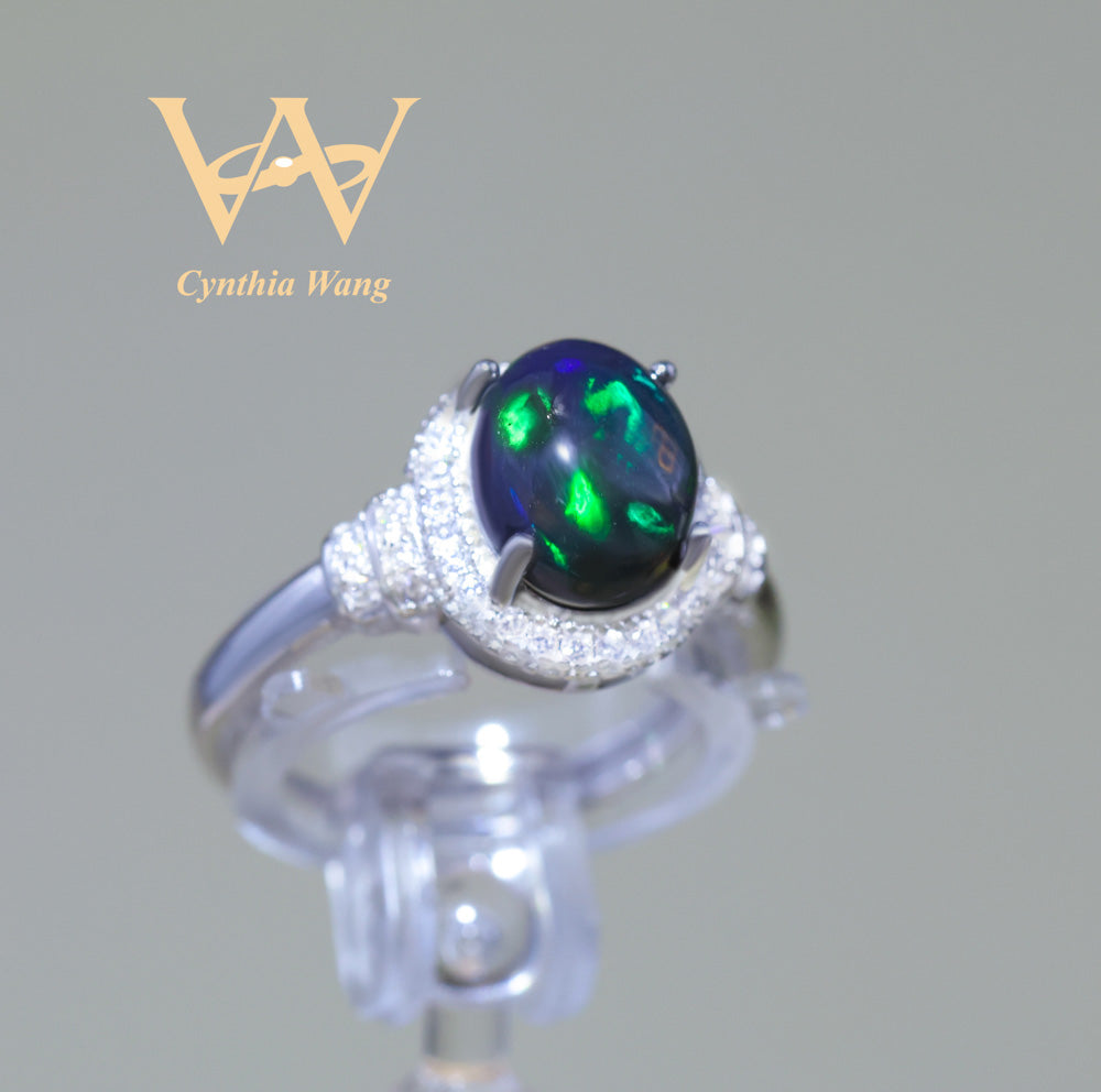 Black Opal Sliver Ring