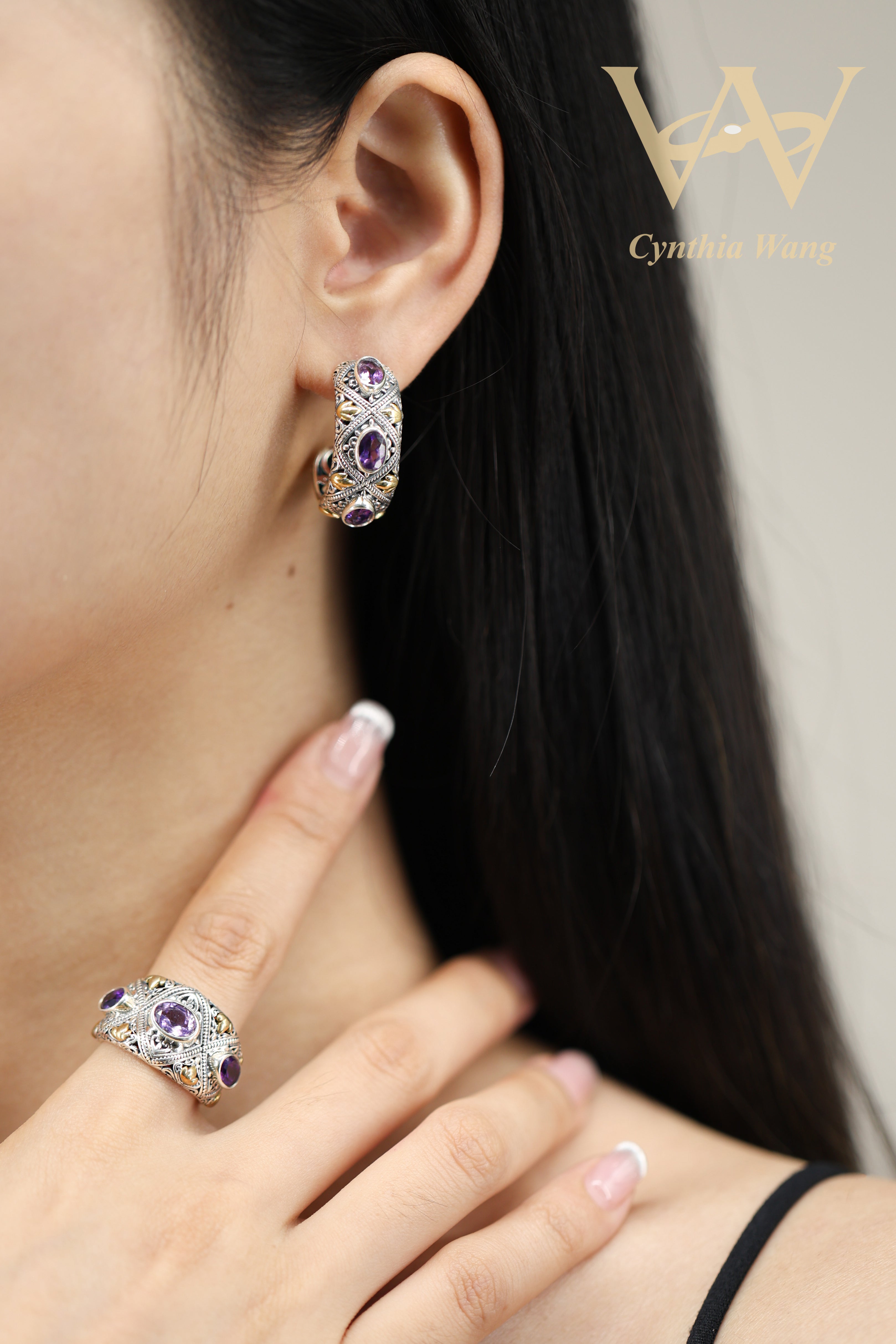 'Vintage Socialite' Amethyst Jewelry Set