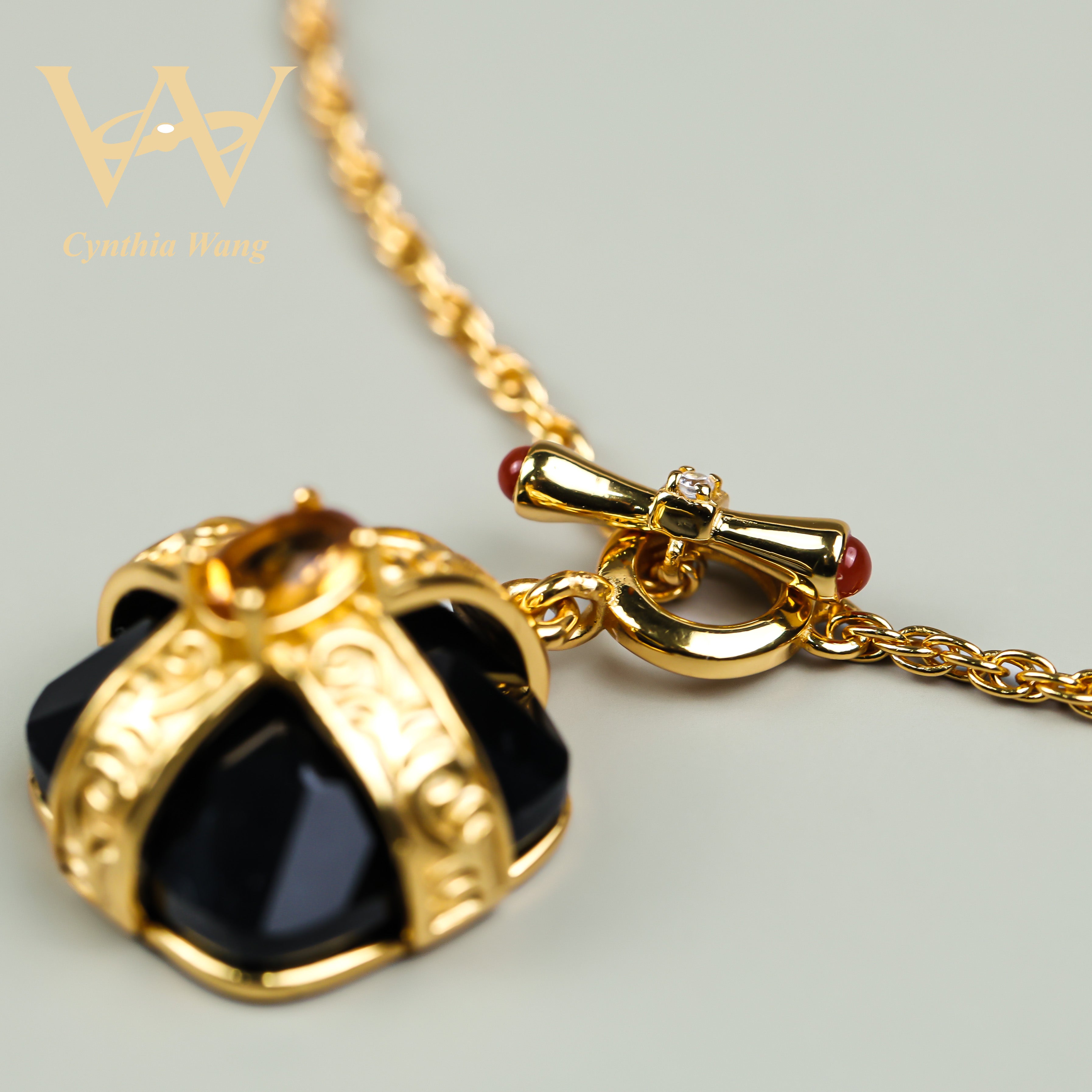 'Golden Castle Corridor' Citrine & Black Onyx Necklace