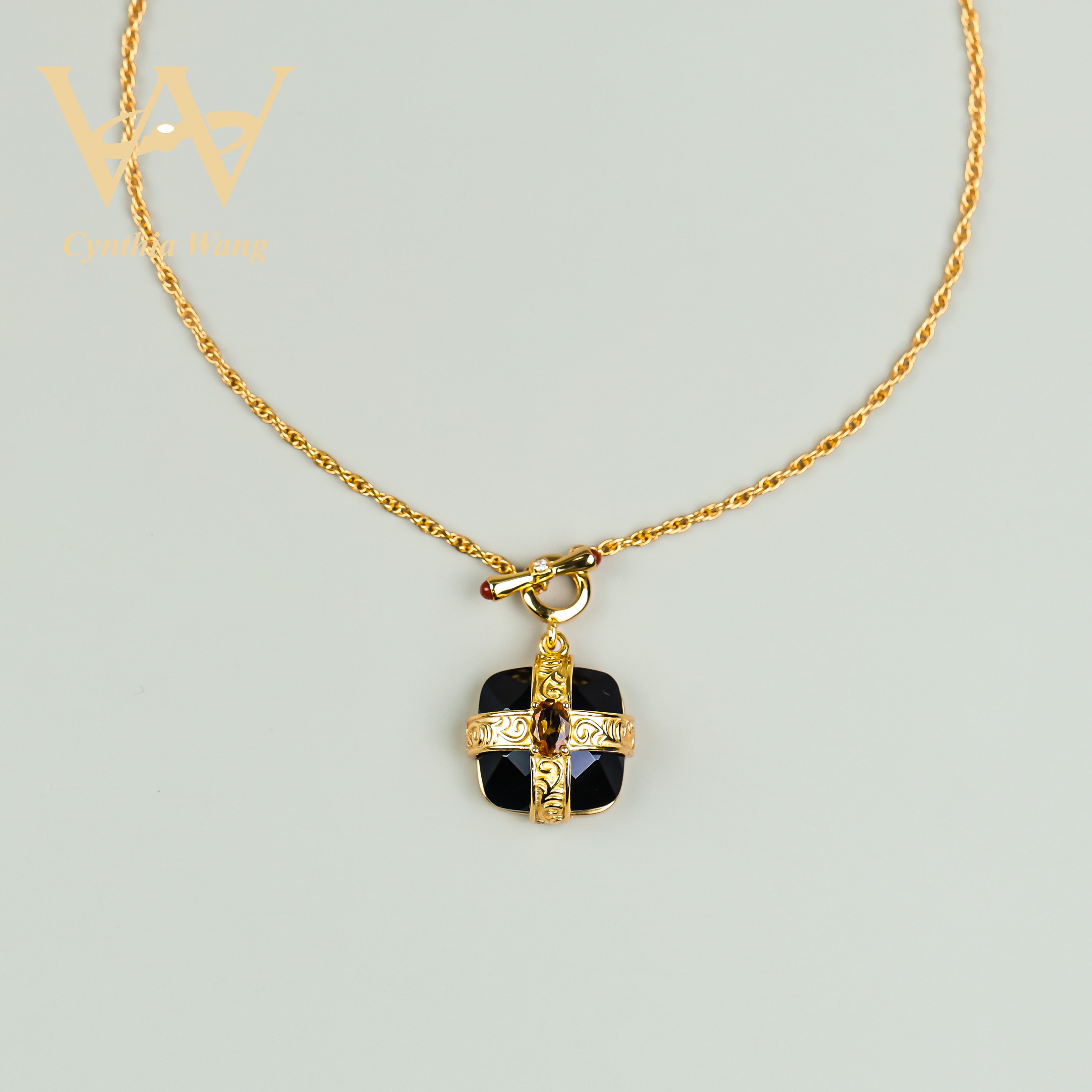 'Golden Castle Corridor' Citrine & Black Onyx Necklace