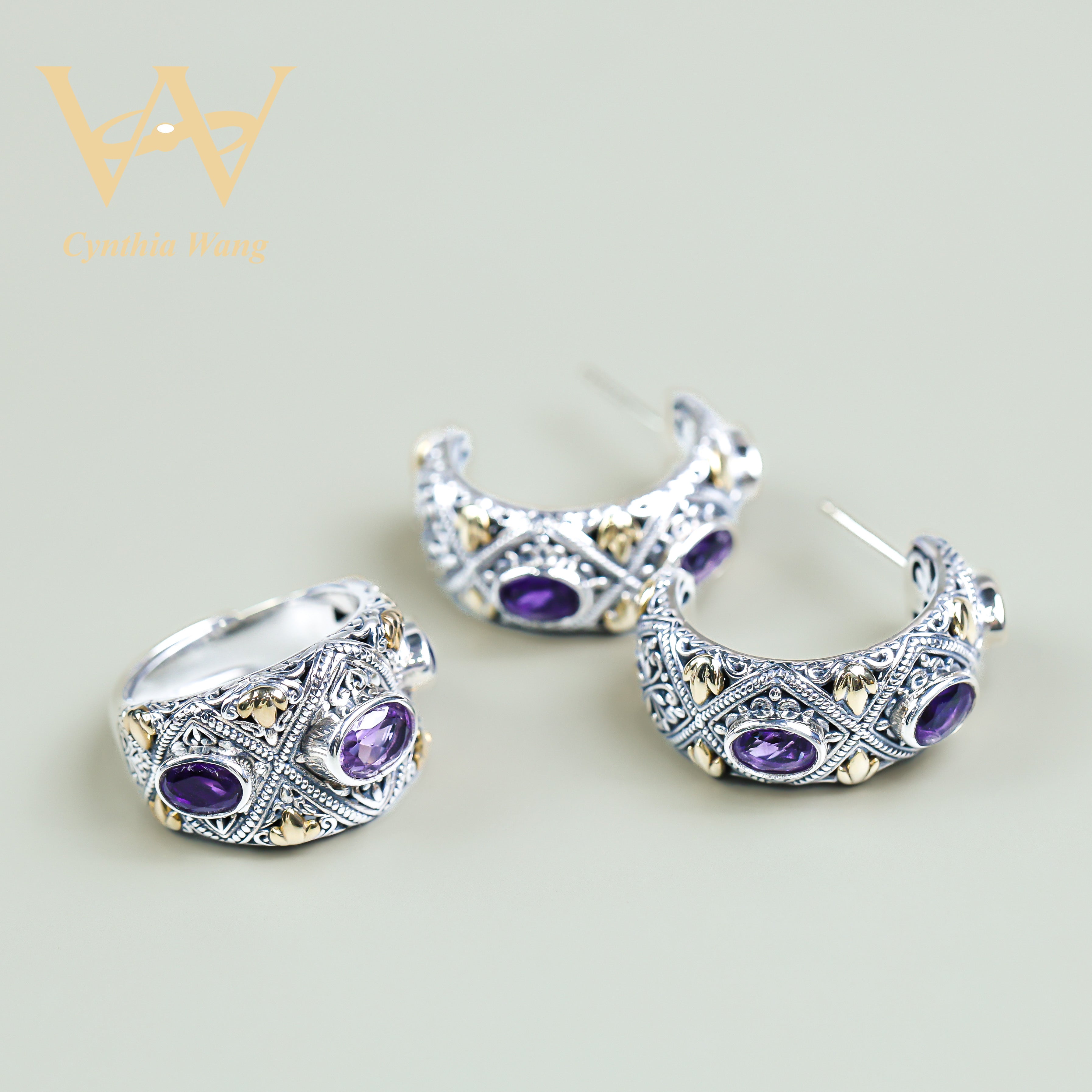 'Vintage Socialite' Amethyst Jewelry Set