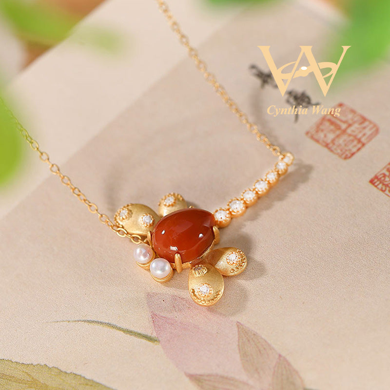 'Dragonfly Whispers' Carnelian Necklace