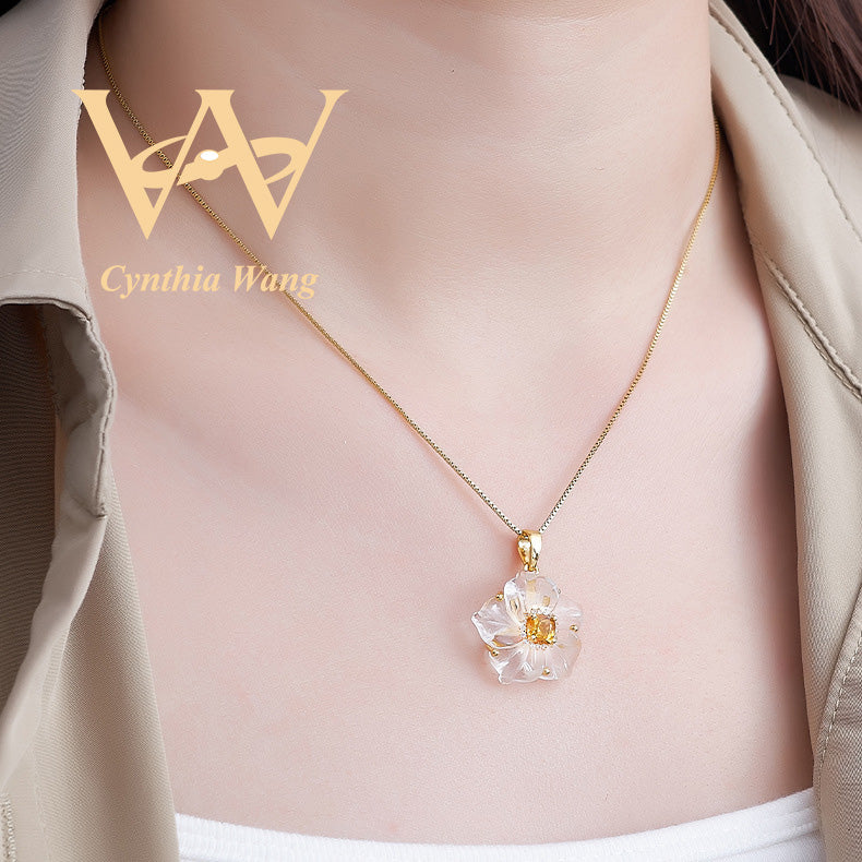 'Purity Bauhinia' Citrine & Clear Quartz Jewelry Set