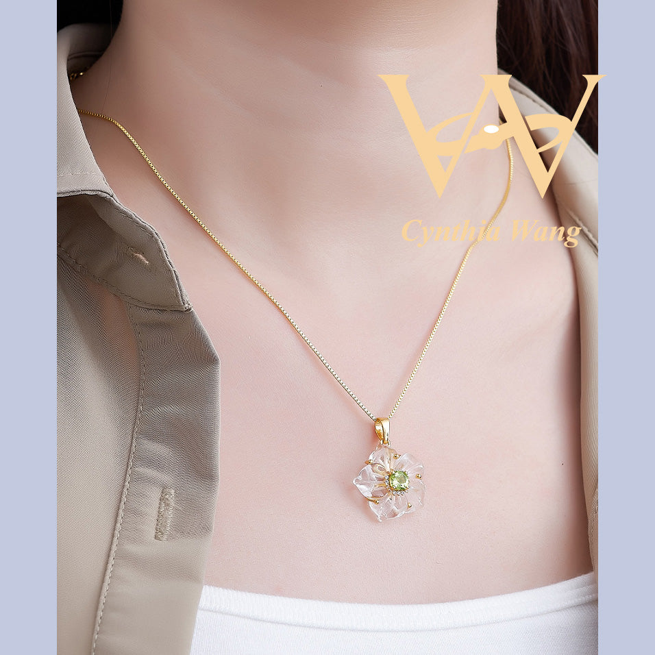 'Spring Flowers' Peridot & Clear Quartz Jewelry Set