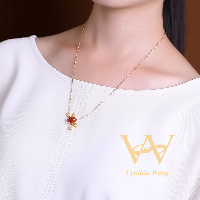 'Dragonfly Whispers' Carnelian Necklace