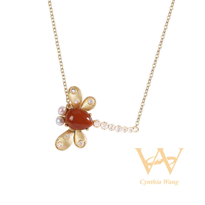 'Dragonfly Whispers' Carnelian Necklace