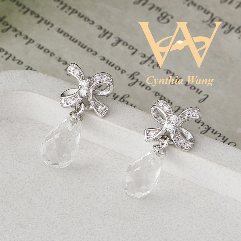 'Heavenly Drops' Clear Quartz Dangling Earrings