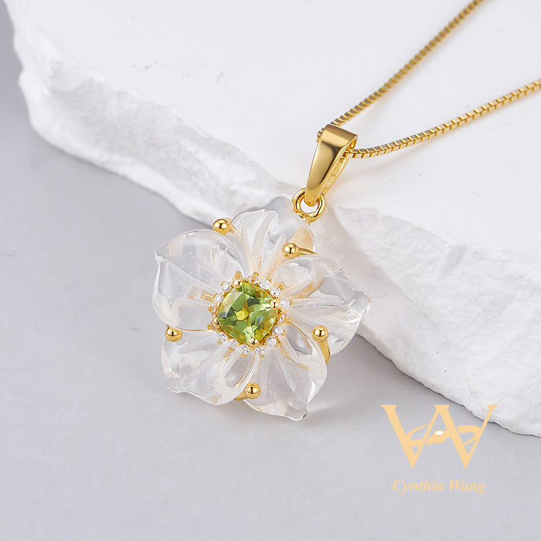 'Spring Flowers' Peridot & Clear Quartz Jewelry Set