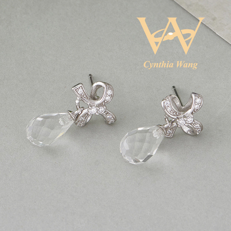 'Heavenly Drops' Clear Quartz Dangling Earrings