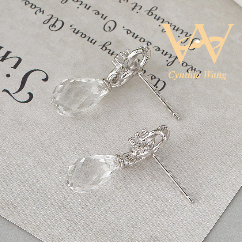 'Heavenly Drops' Clear Quartz Dangling Earrings