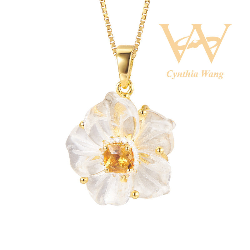 'Purity Bauhinia' Citrine & Clear Quartz Jewelry Set