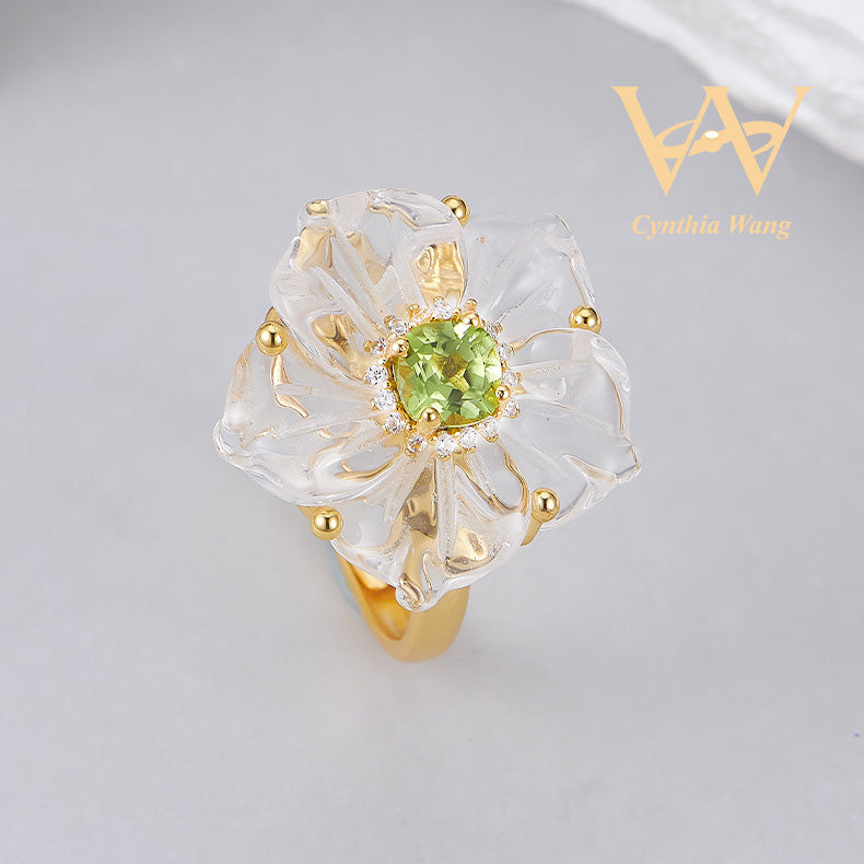 'Spring Flowers' Peridot & Clear Quartz Jewelry Set