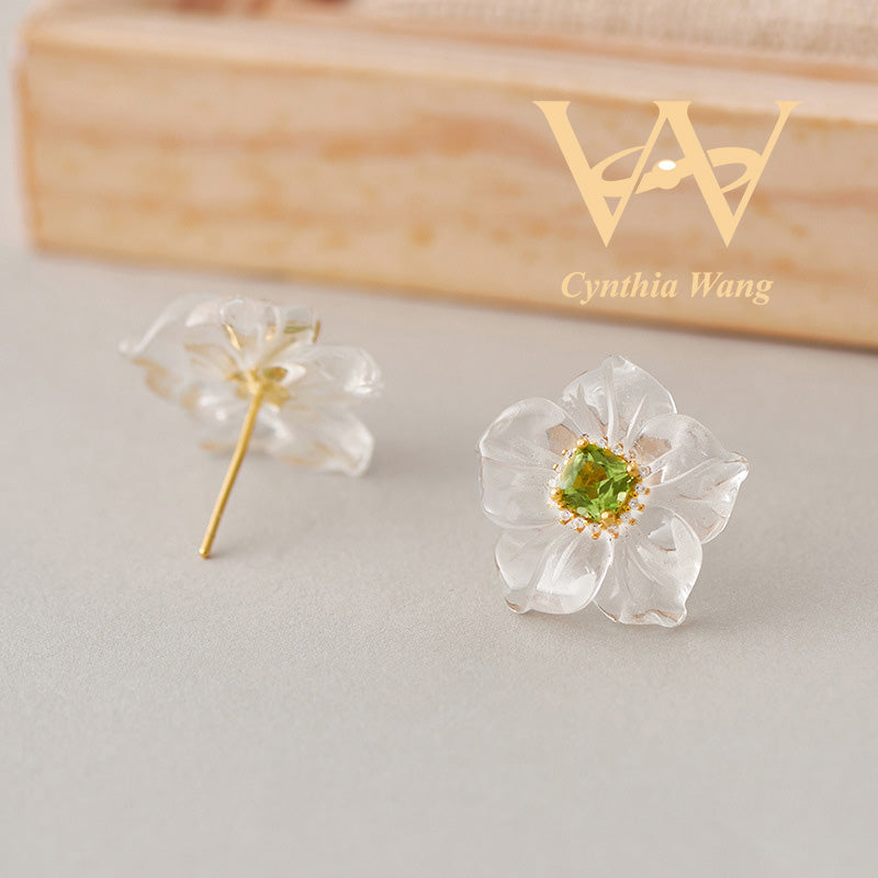 'Spring Flowers' Peridot & Clear Quartz Jewelry Set