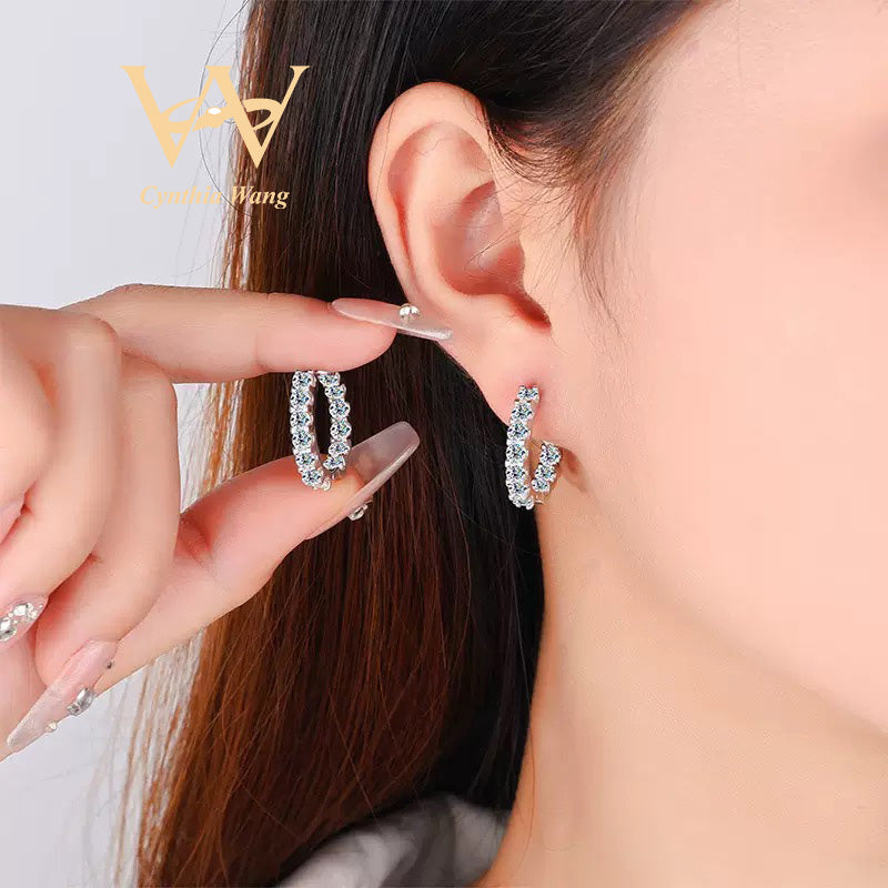 'Shining Galaxy' Moissanite Loop Earrings