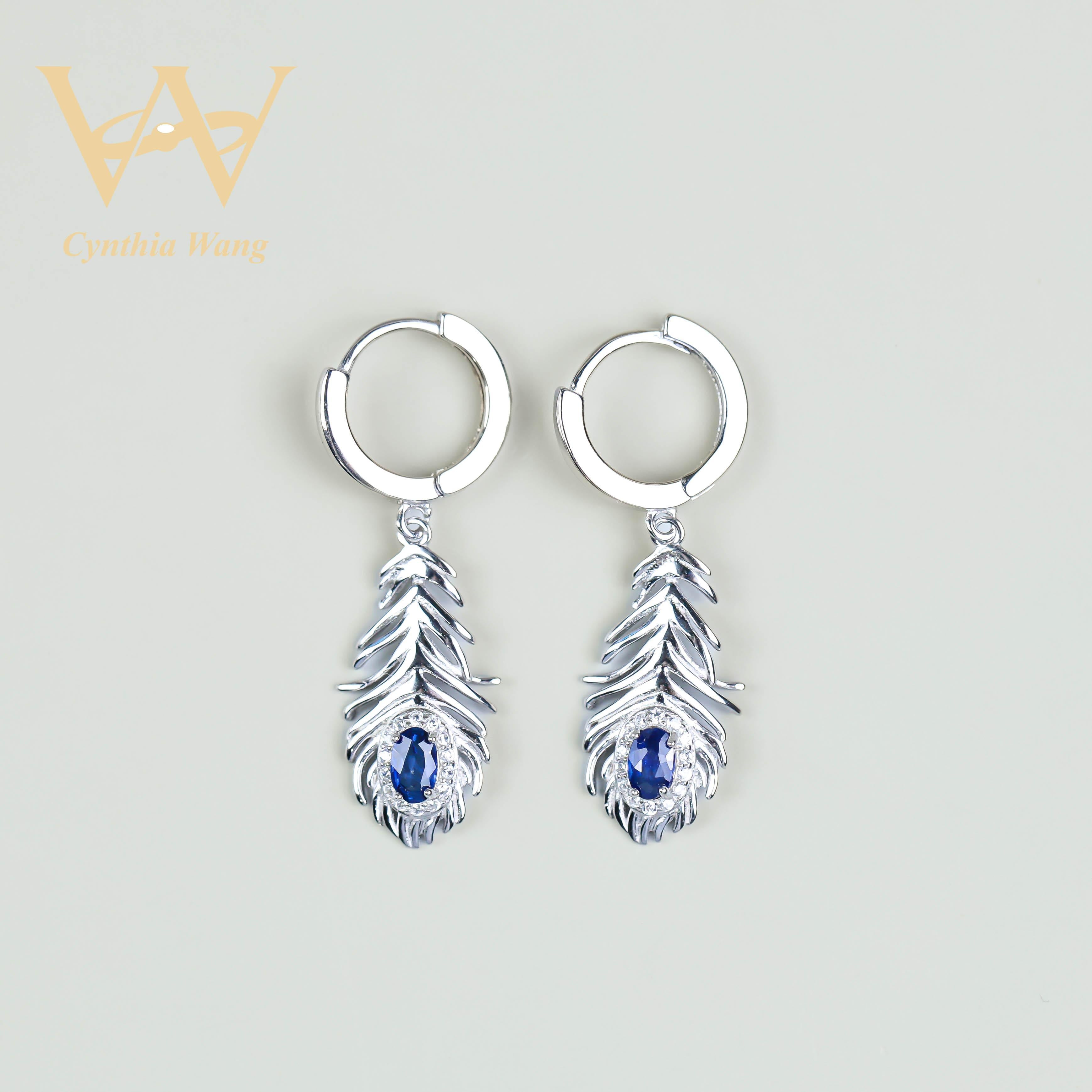 'Peacock's Feathers' Sapphire Earrings