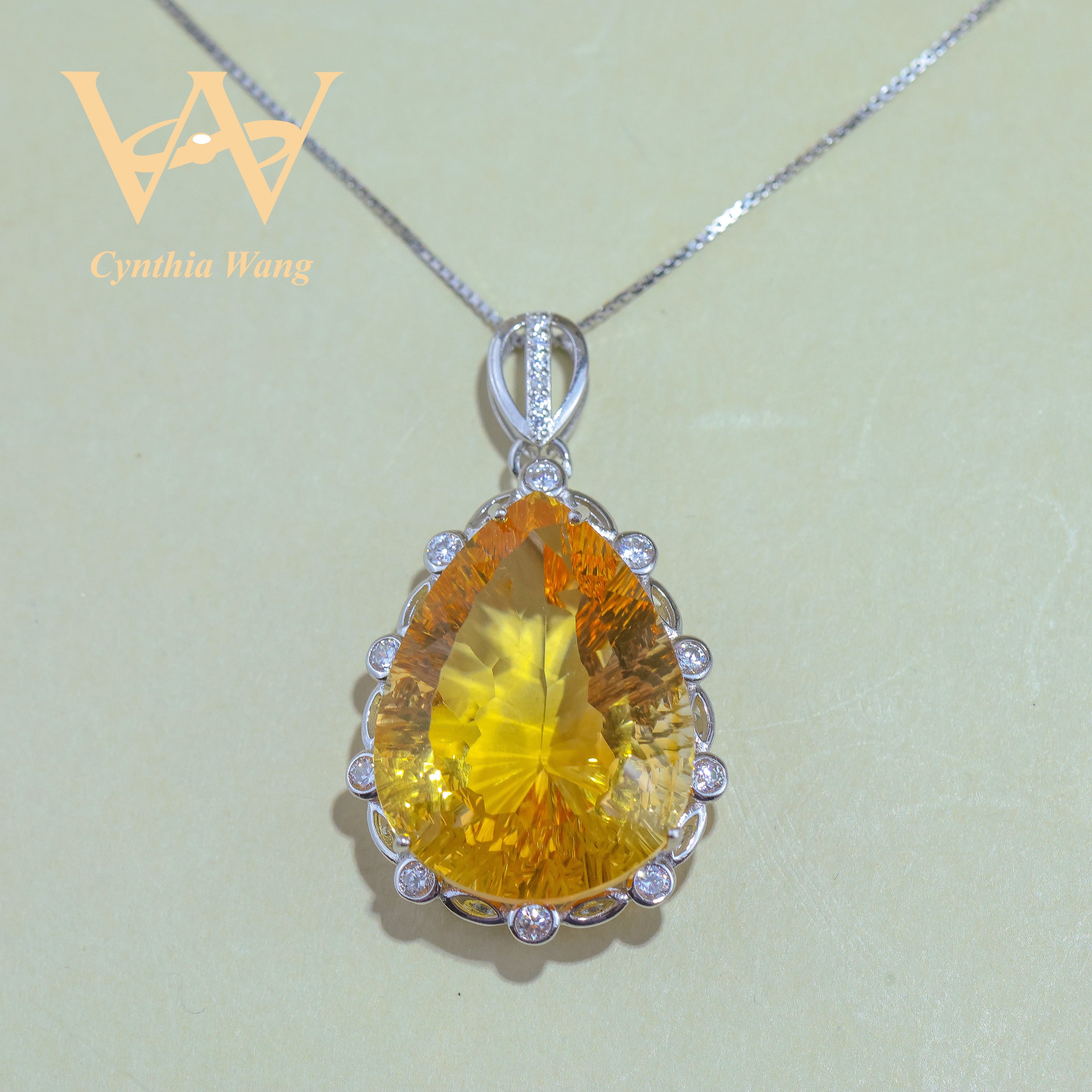 'Sunlit Blossoms' Citrine Pendant