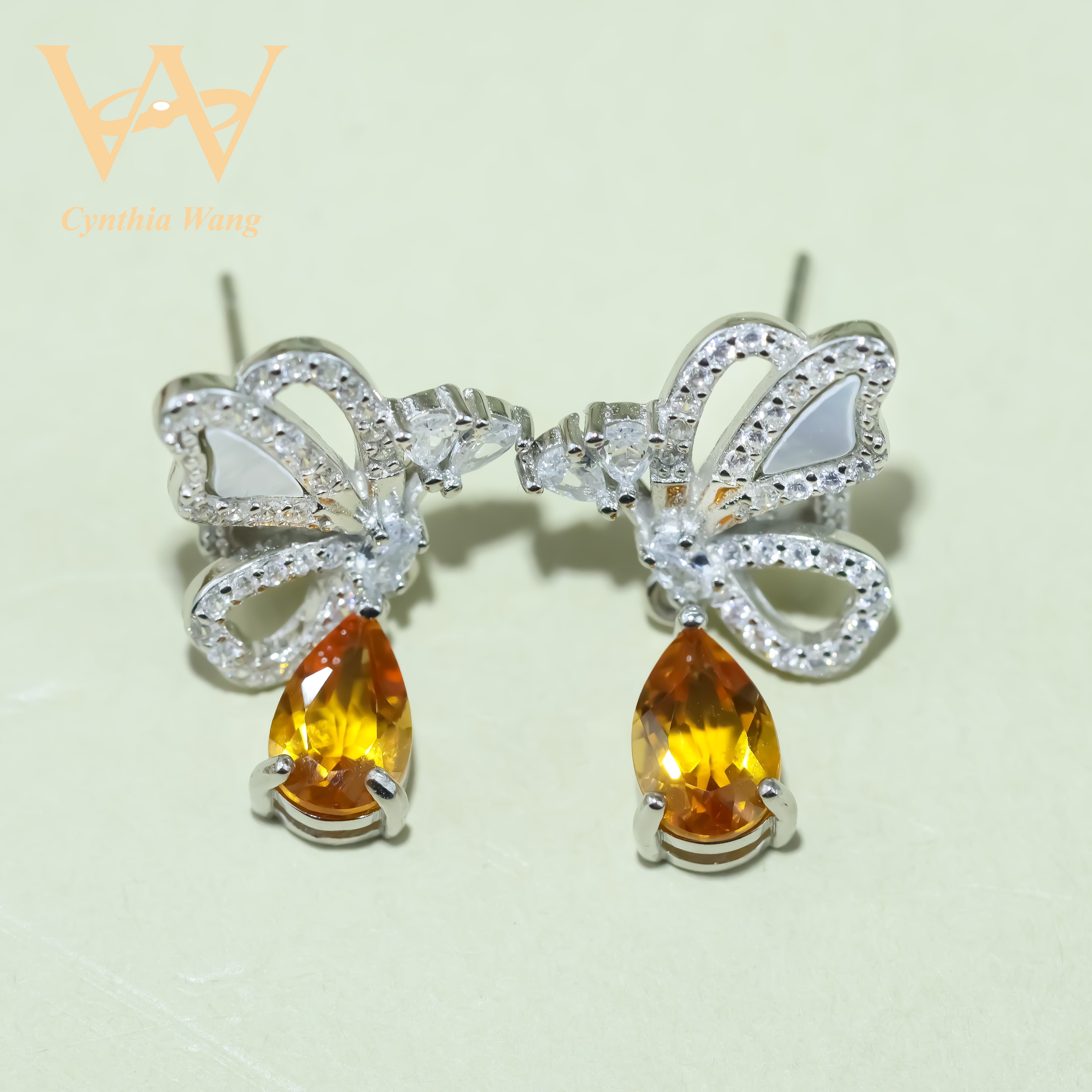 'The Butterfly's Love Song' Citrine Earrings
