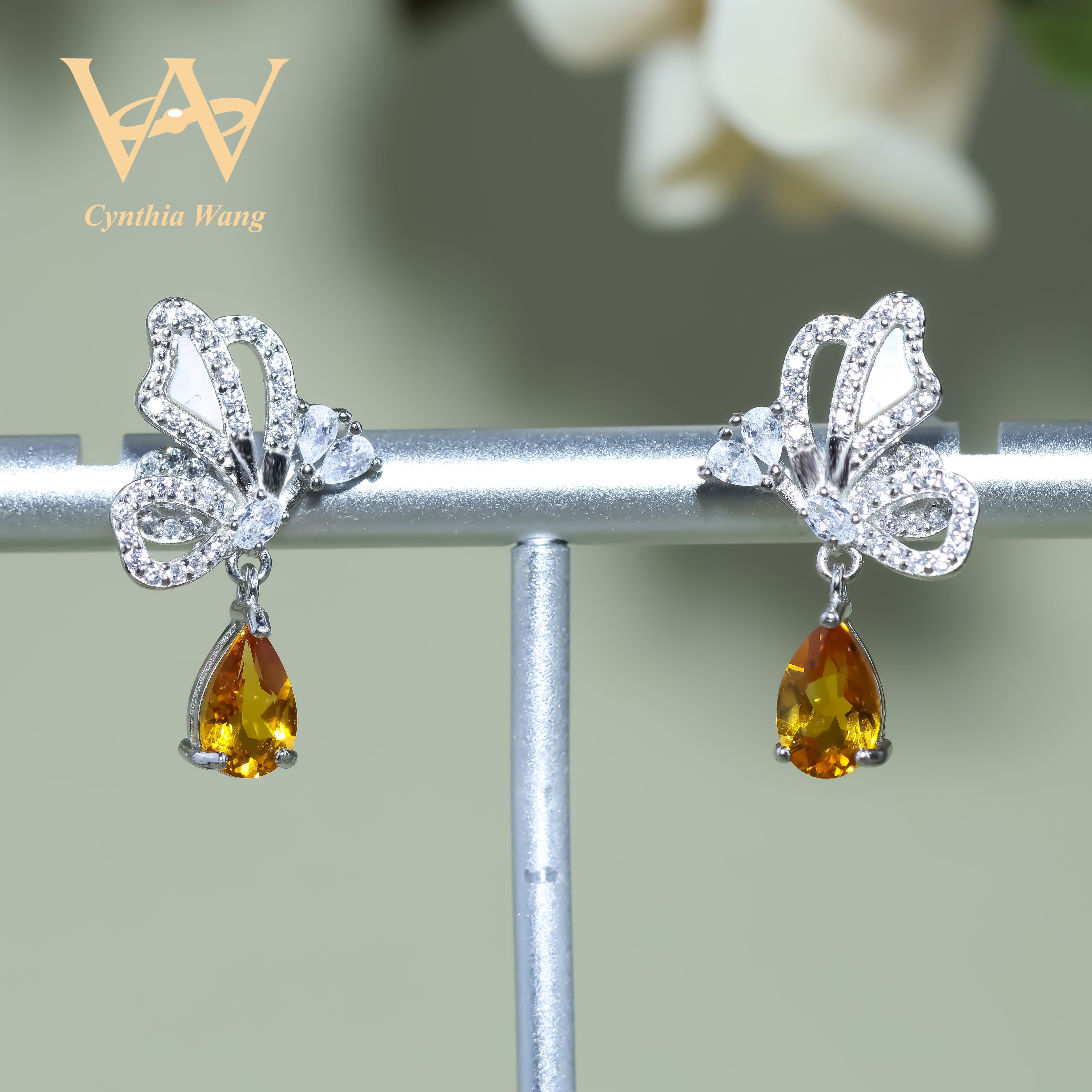 'The Butterfly's Love Song' Citrine Earrings