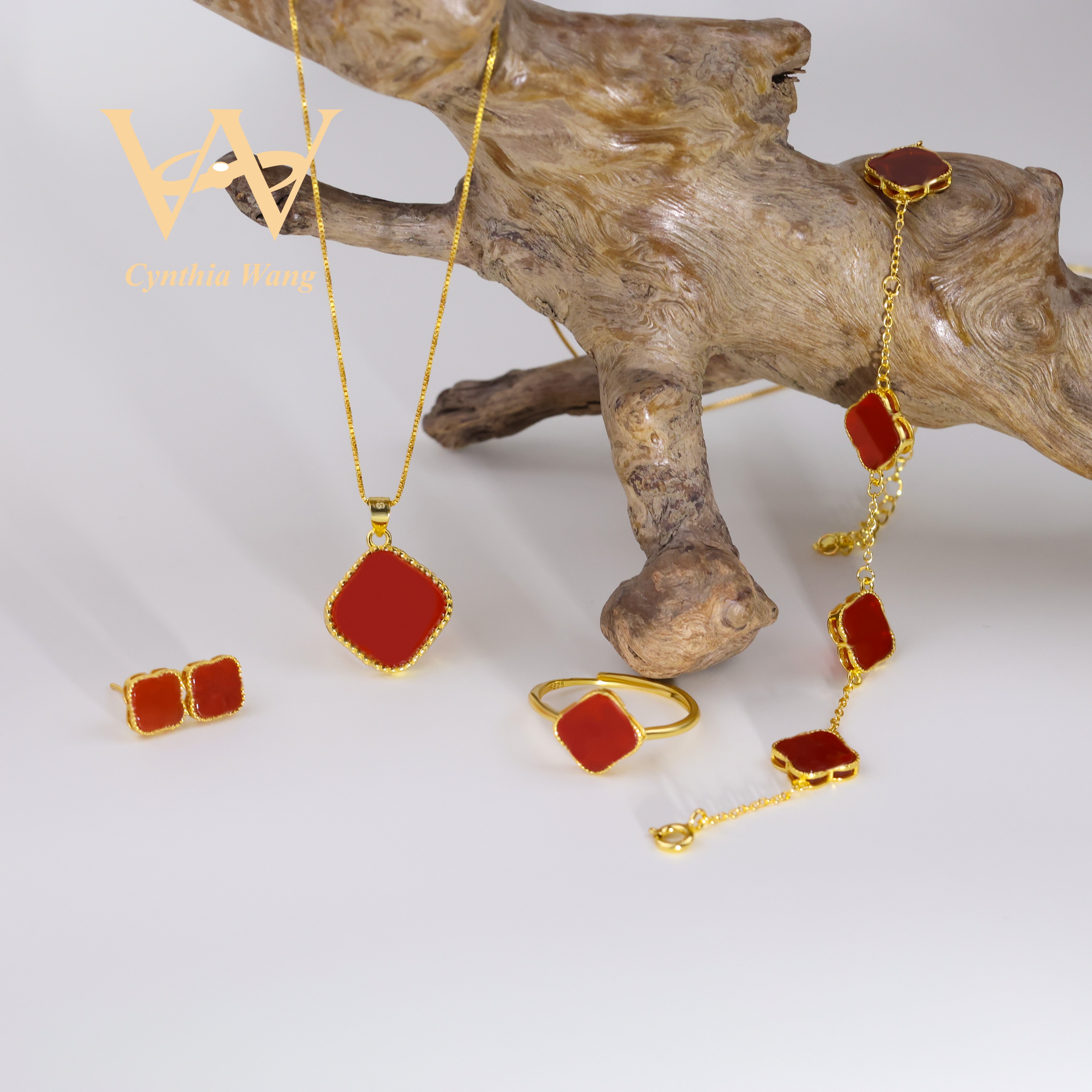 'Magical Leafy' Carnelian Jewelry Set