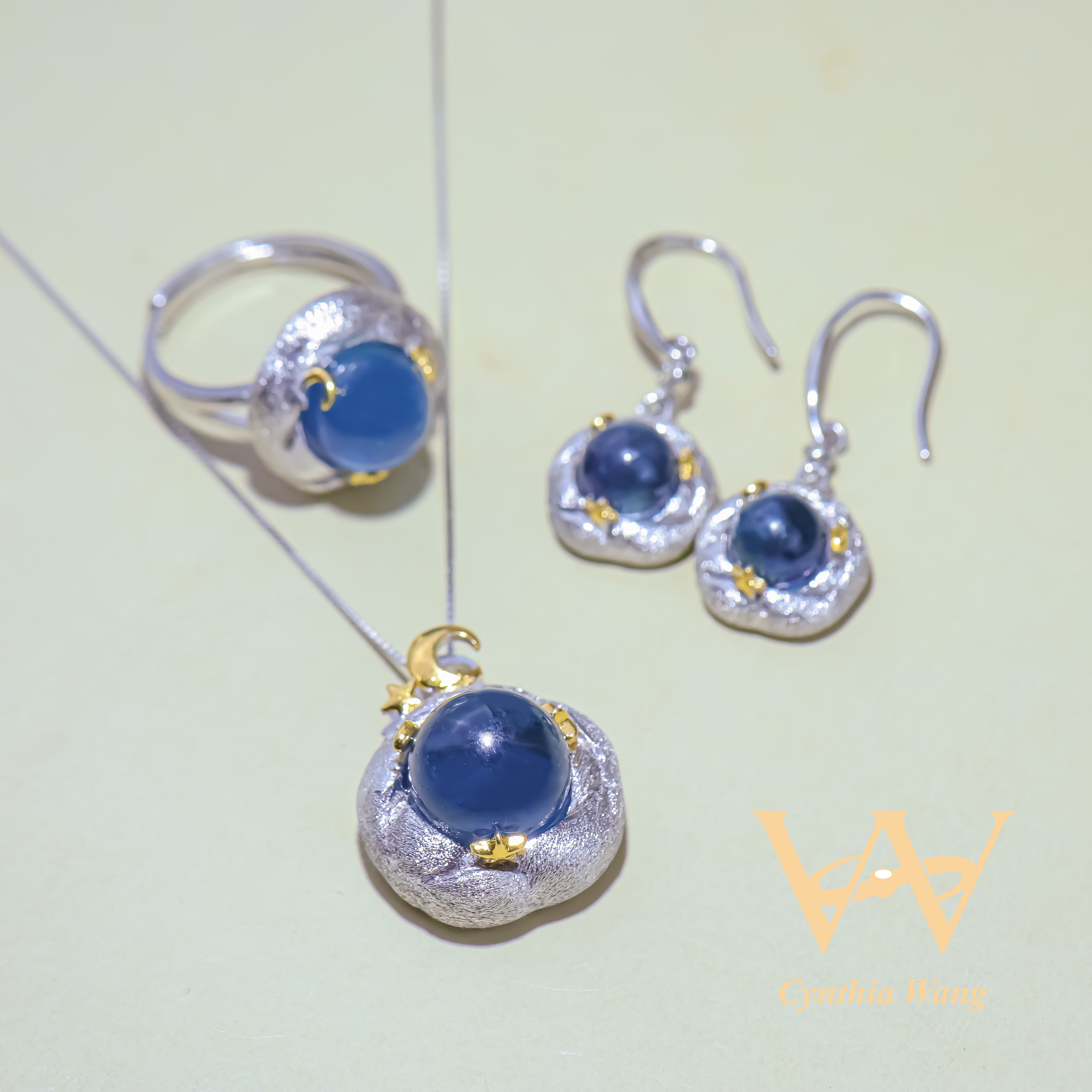 'Bubble Nebula' Aquamarine Jewelry Set