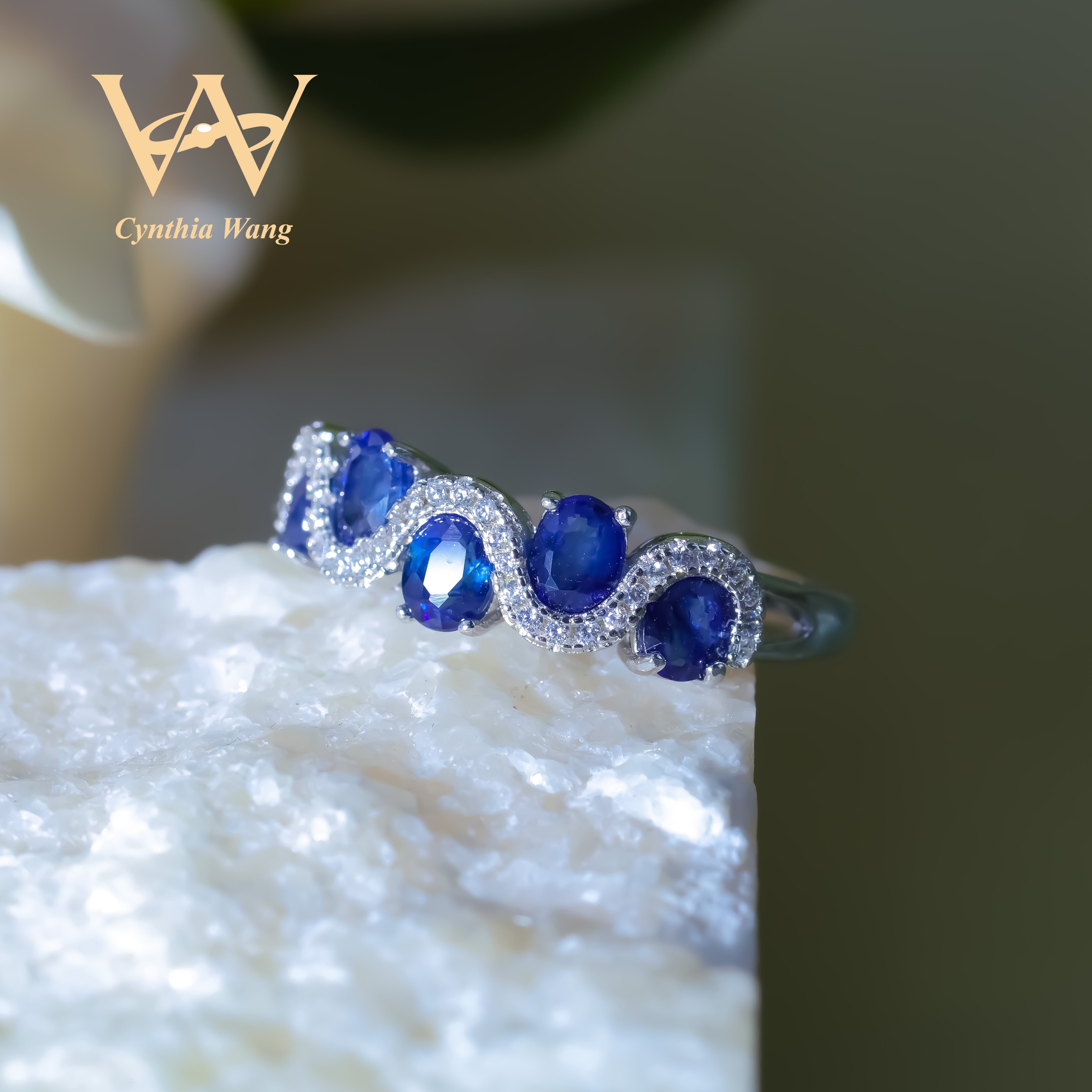 'Rippling Radiance' Blue Sapphire Ring