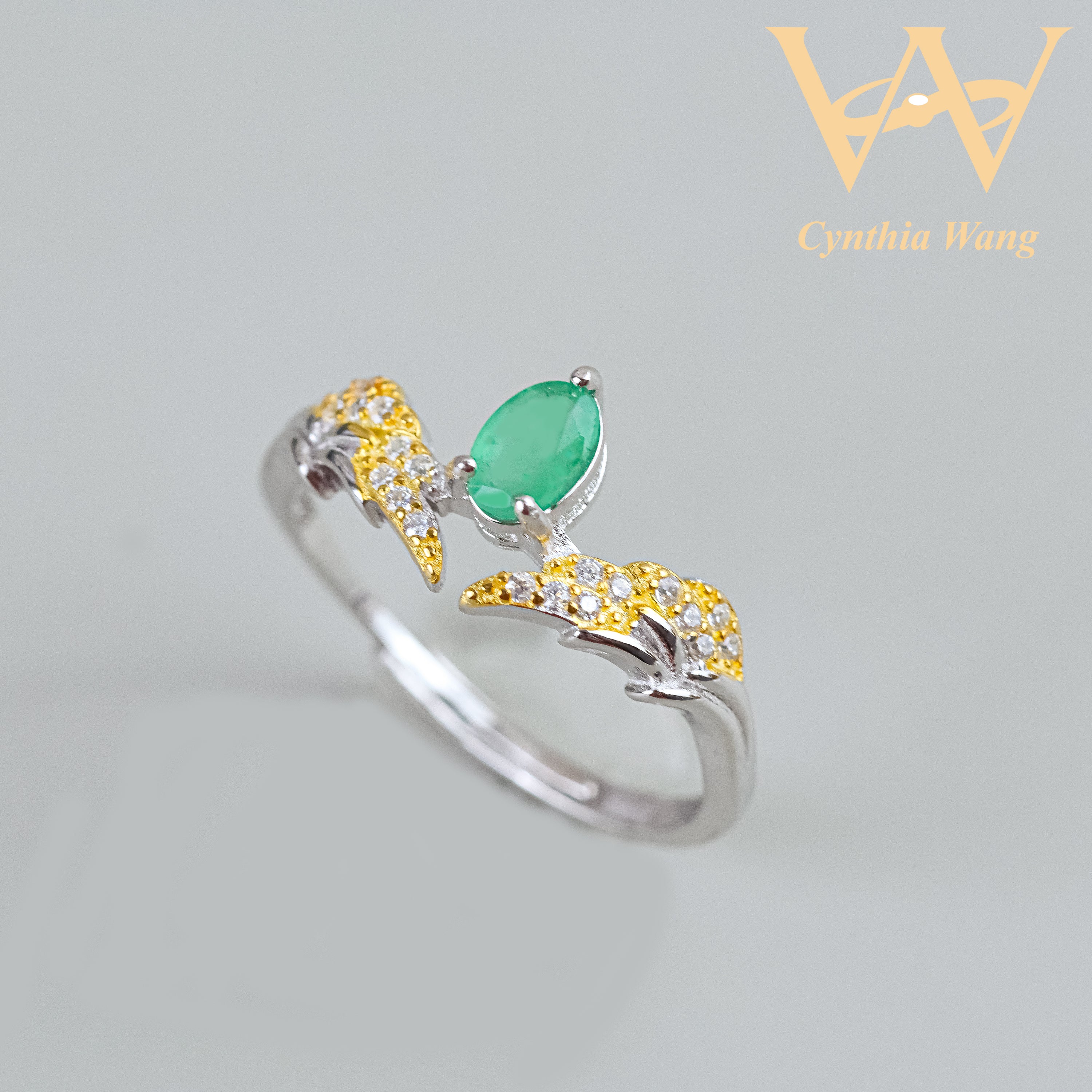 'Verdant Wings' Emerald Ring