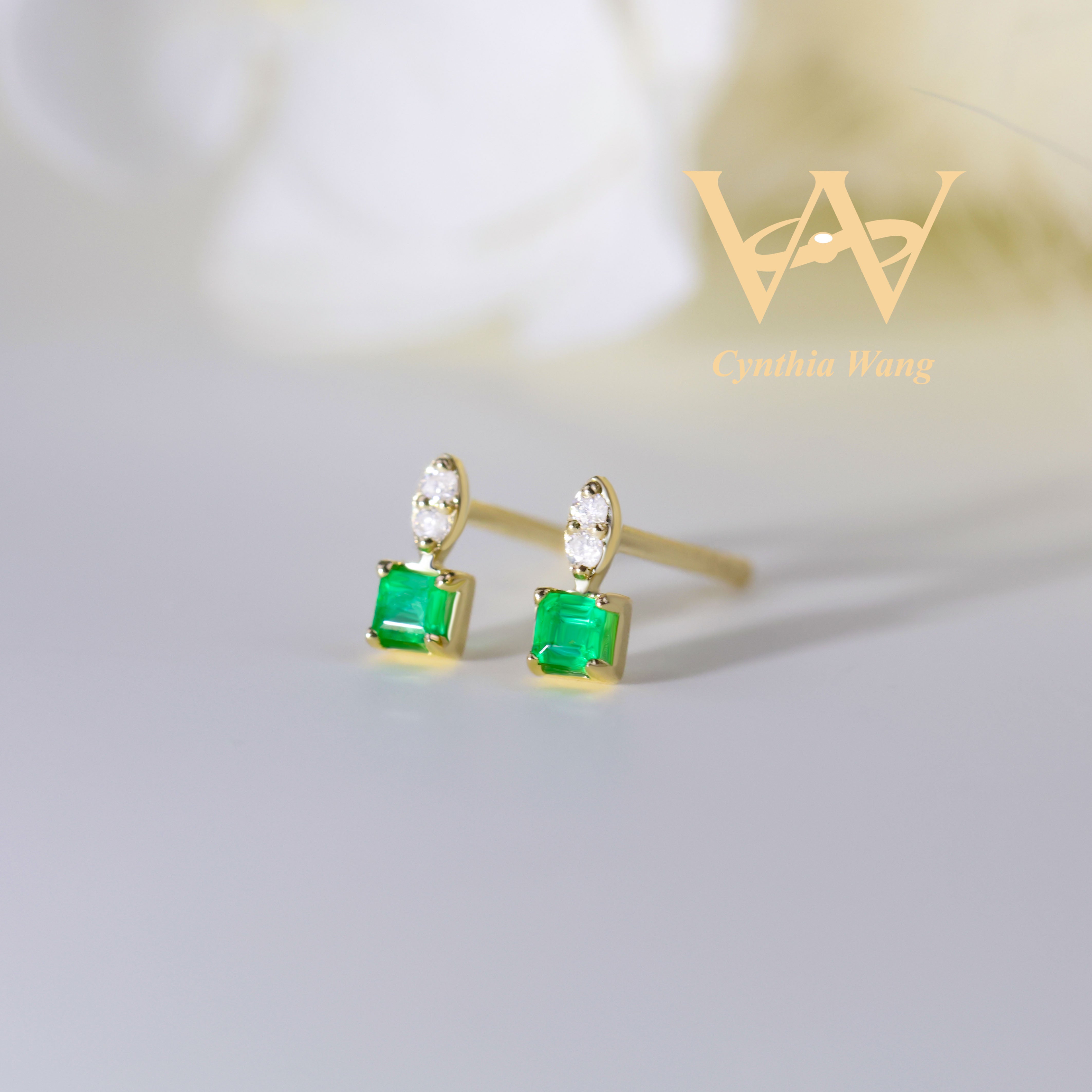 'Green Miracle' 10k Gold Ear Studs