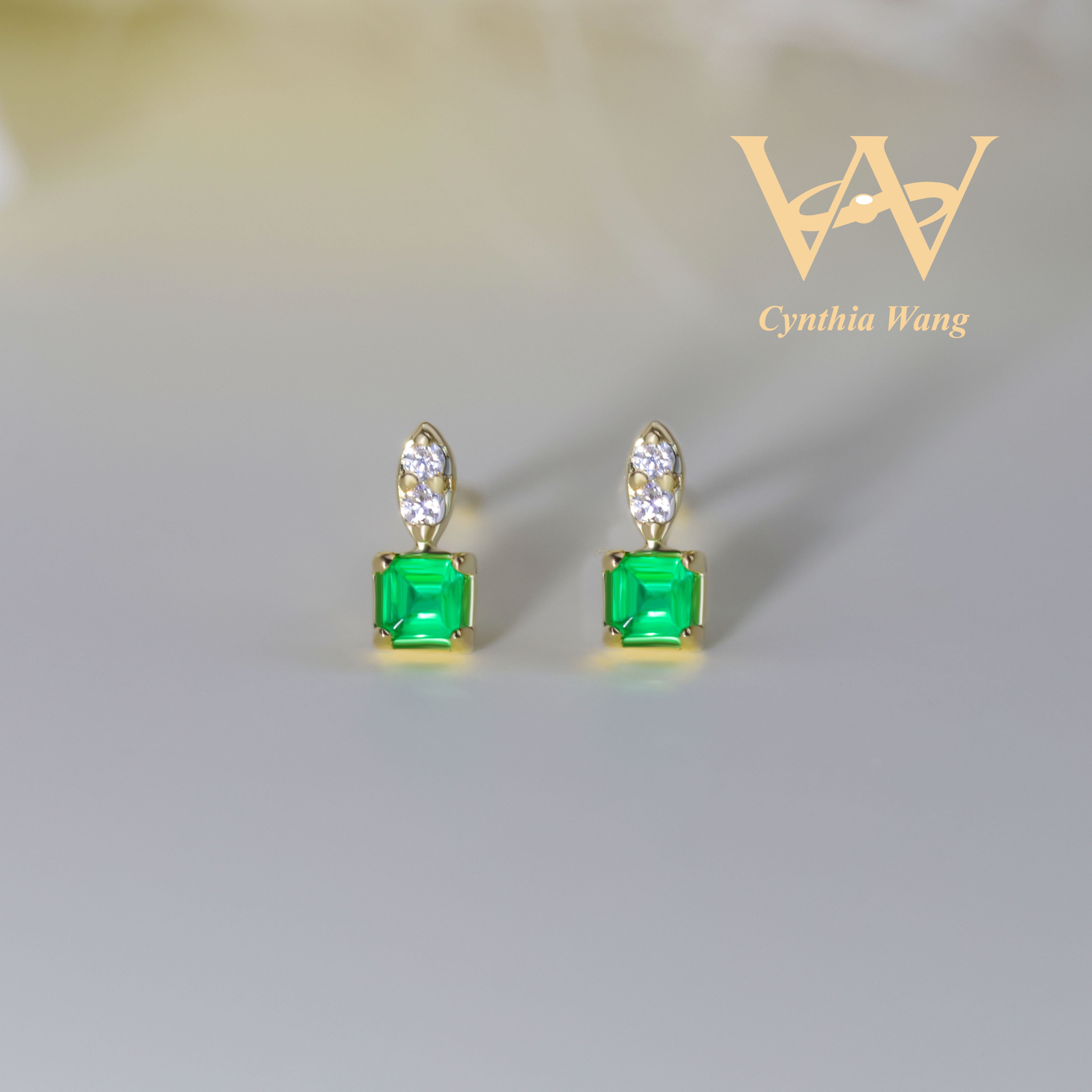 'Green Miracle' 10k Gold Ear Studs