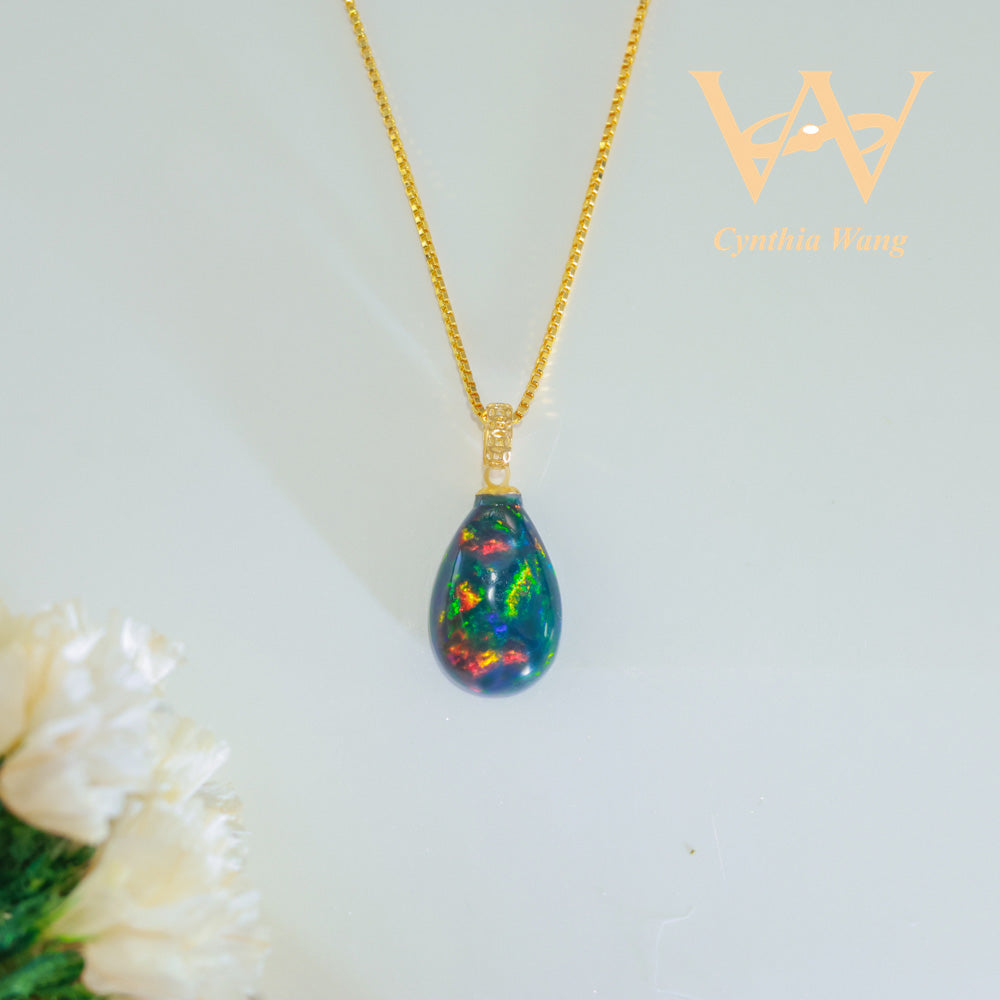 Natural Black Opal Earrings