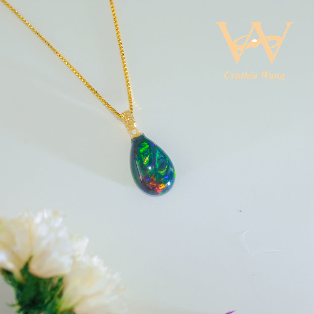 Natural Black Opal Earrings