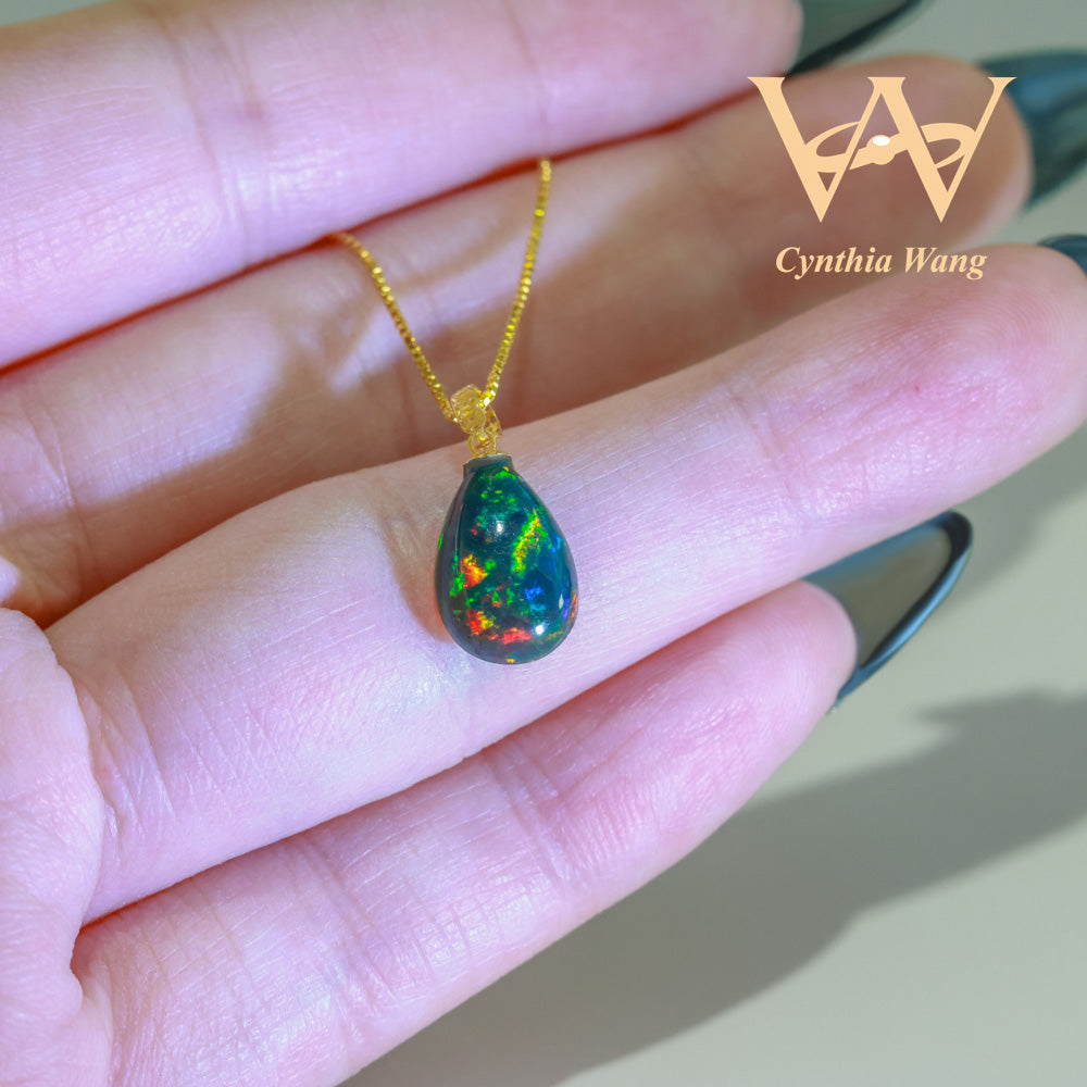 Natural Black Opal Earrings