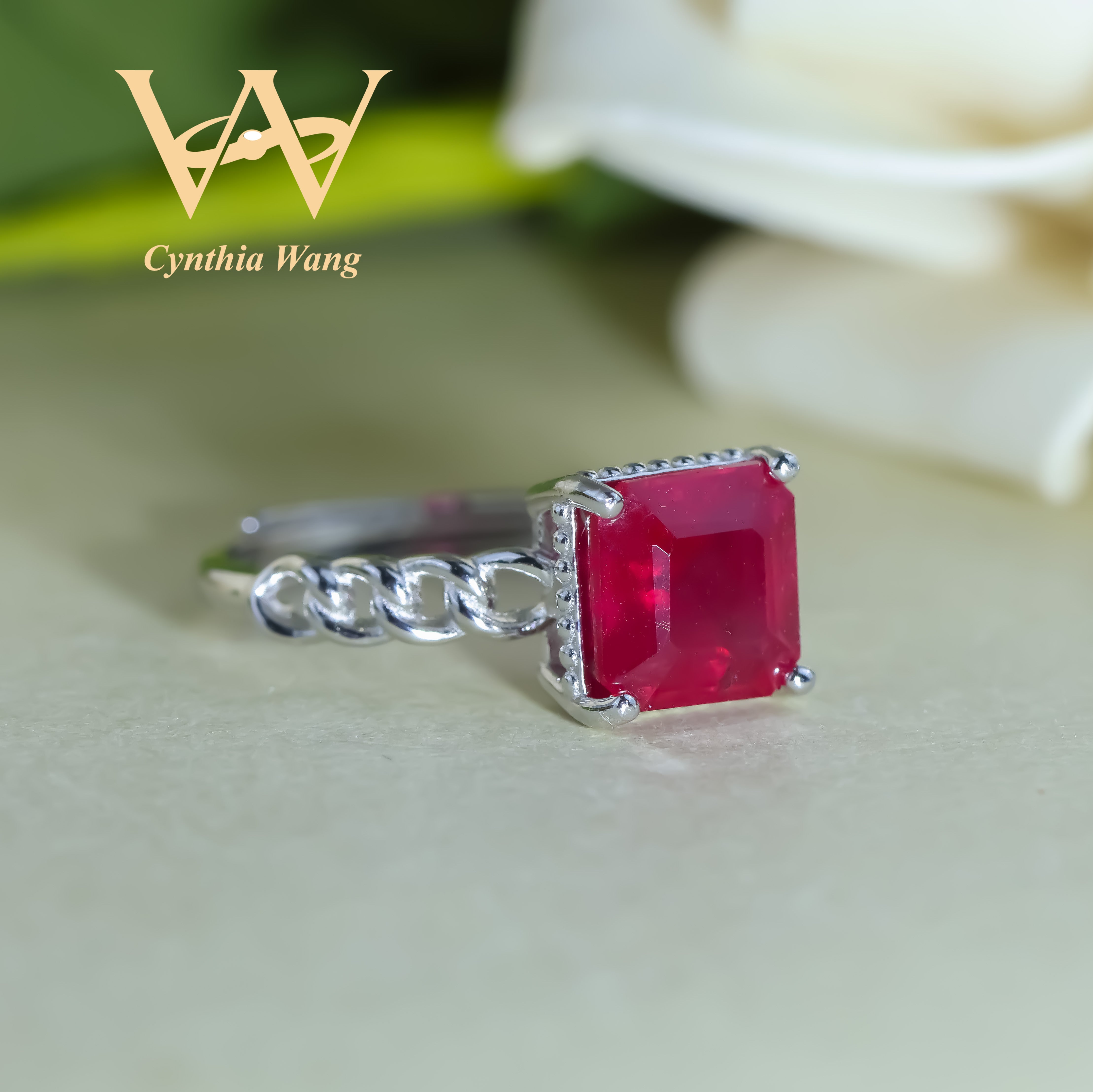 'Time-etched' Ruby Ring