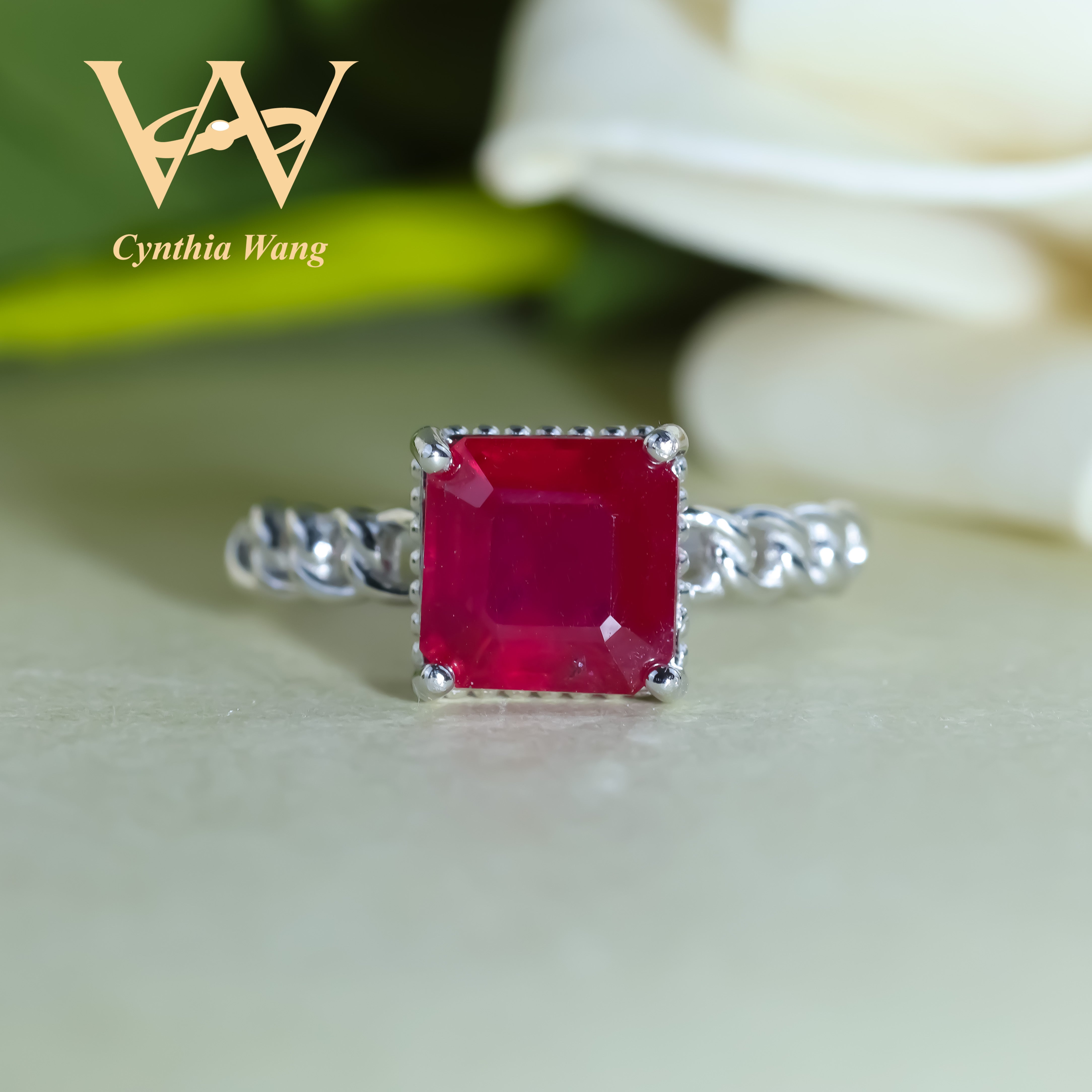 'Time-etched' Ruby Ring