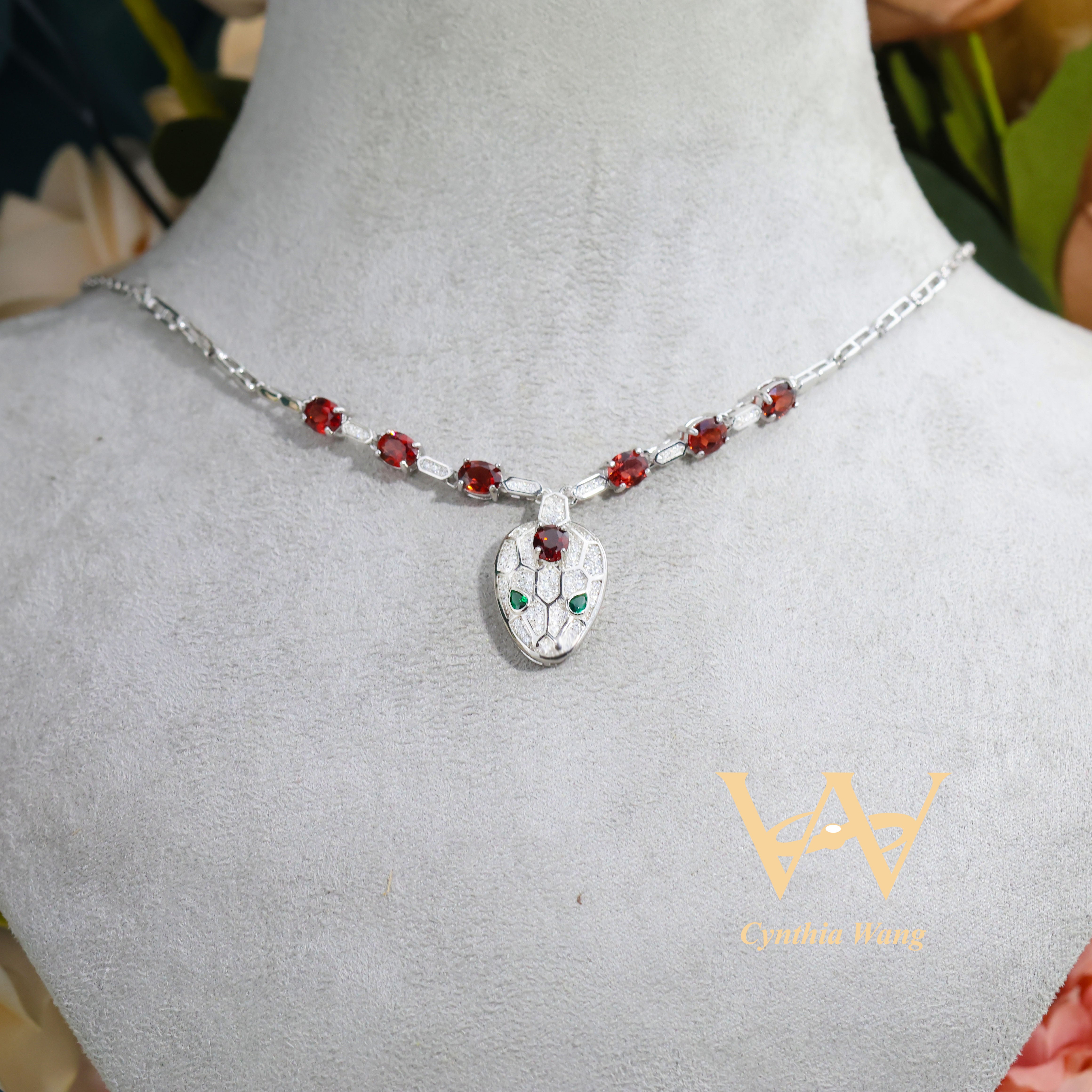 'Serpentine Sonnet' Garnet Necklace