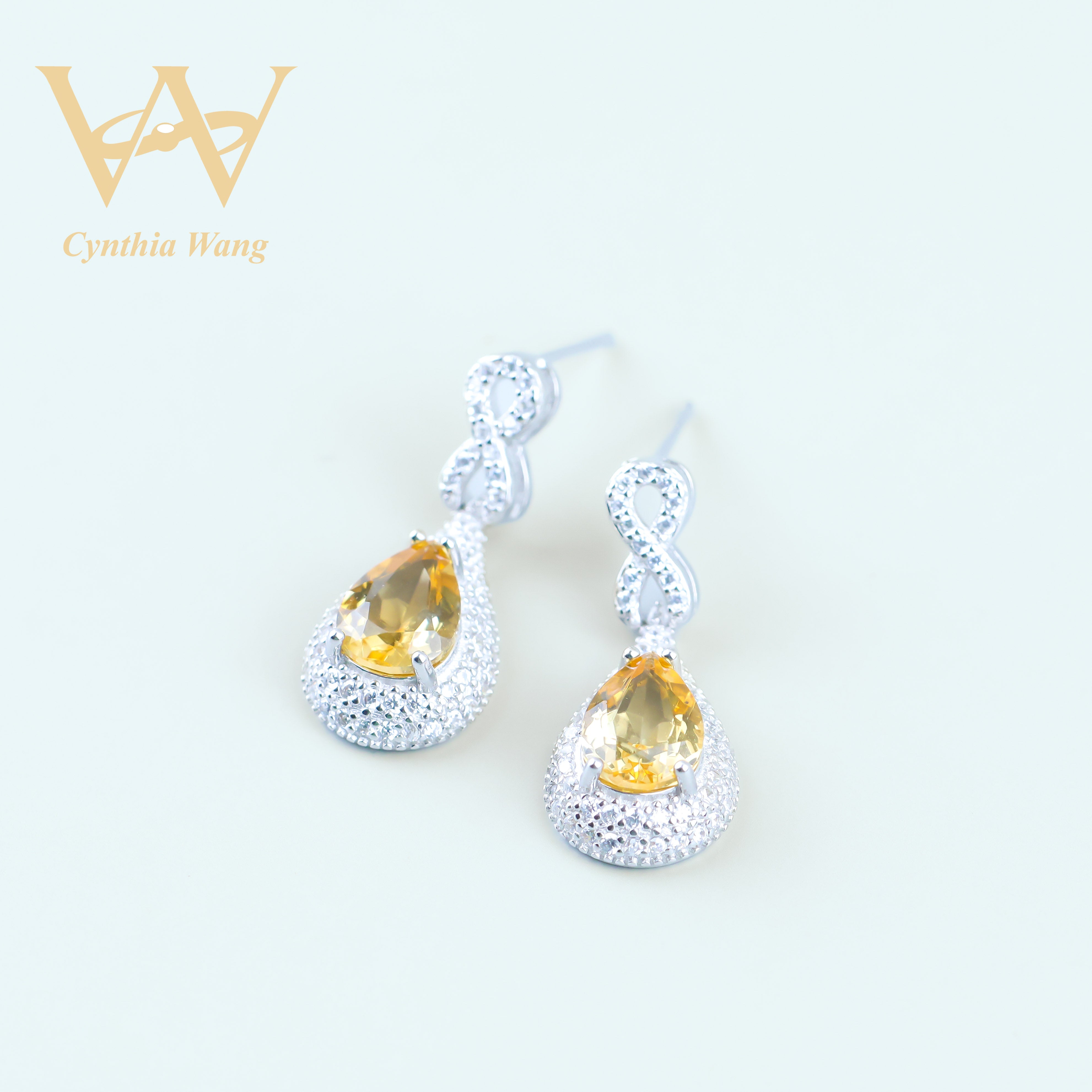 'Glowing Grace' Citrine Dangling Earrings