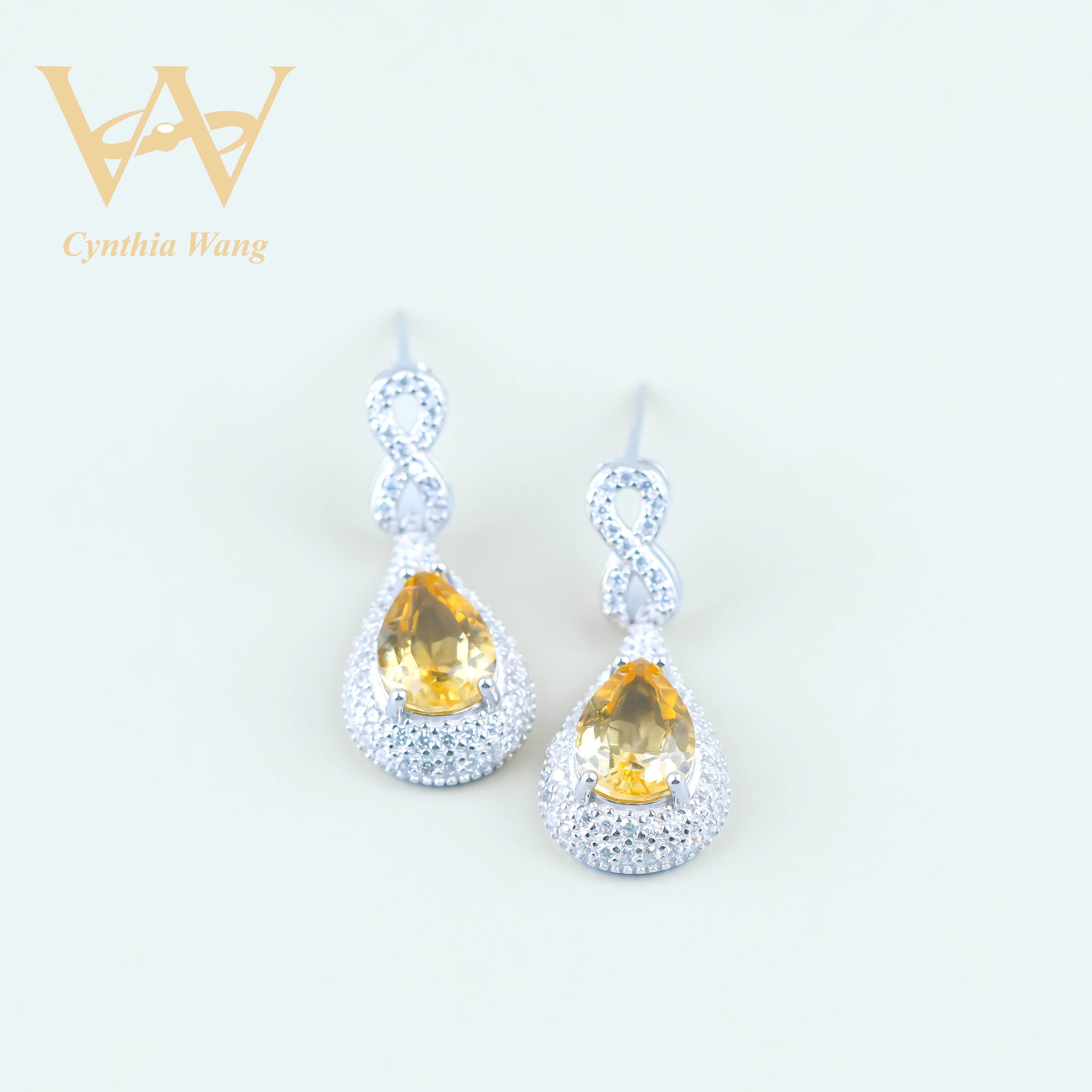 'Glowing Grace' Citrine Dangling Earrings