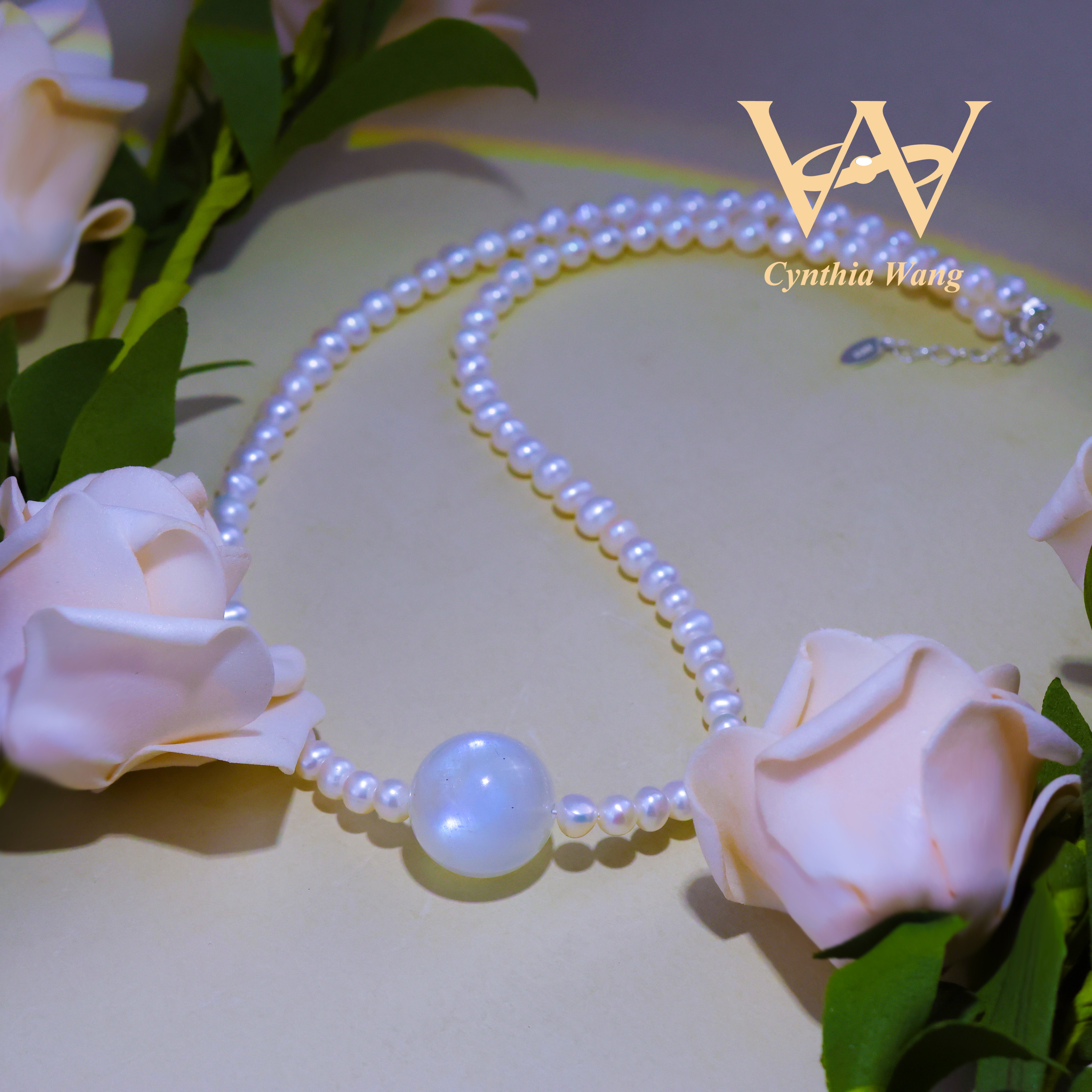 'Moonlit Affection' Pearl & Moonstone Necklace