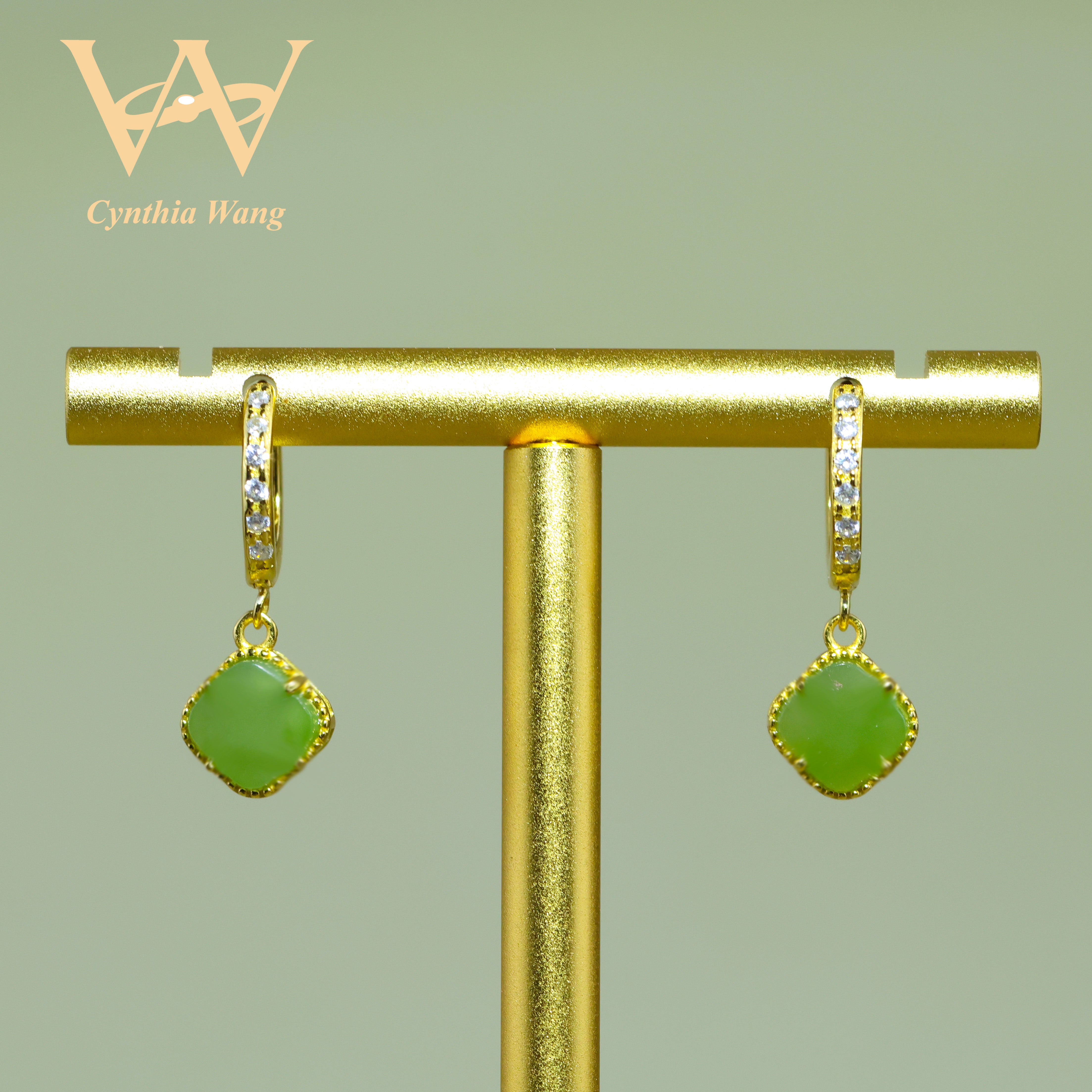 'Green Glamour' Jade Earrings