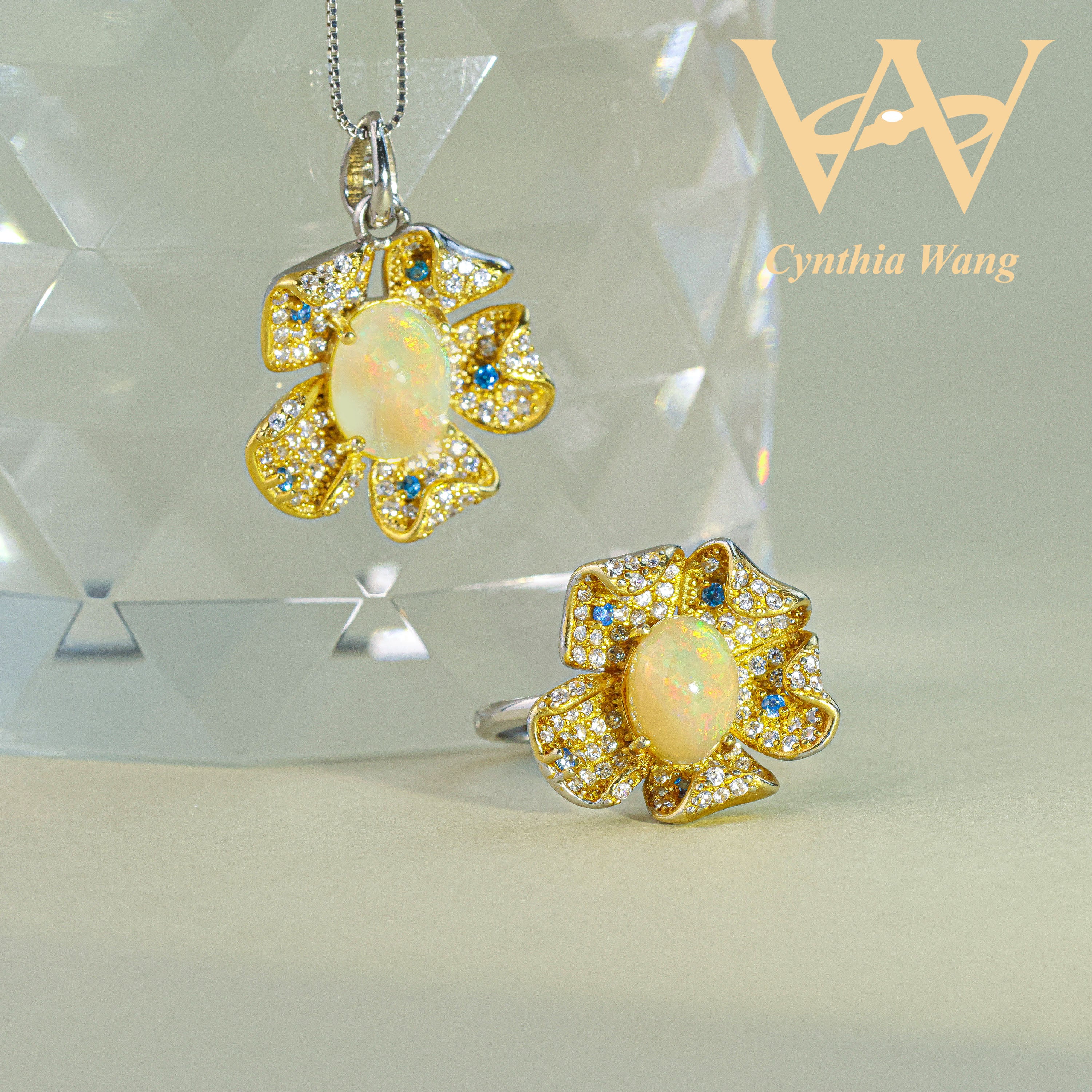 'Blooming Beauty' Opal Flower Jewelry Set