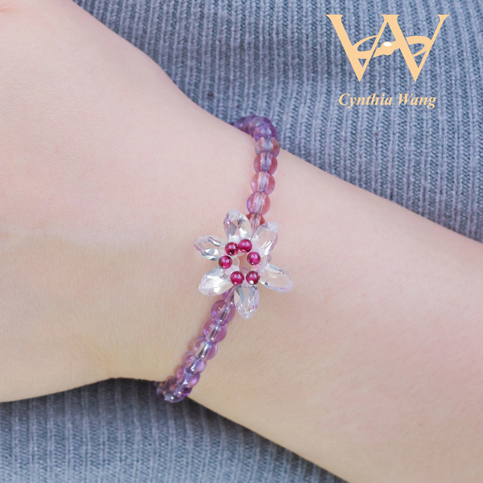 Natural Clear Quartz & Amethyst Bracelet