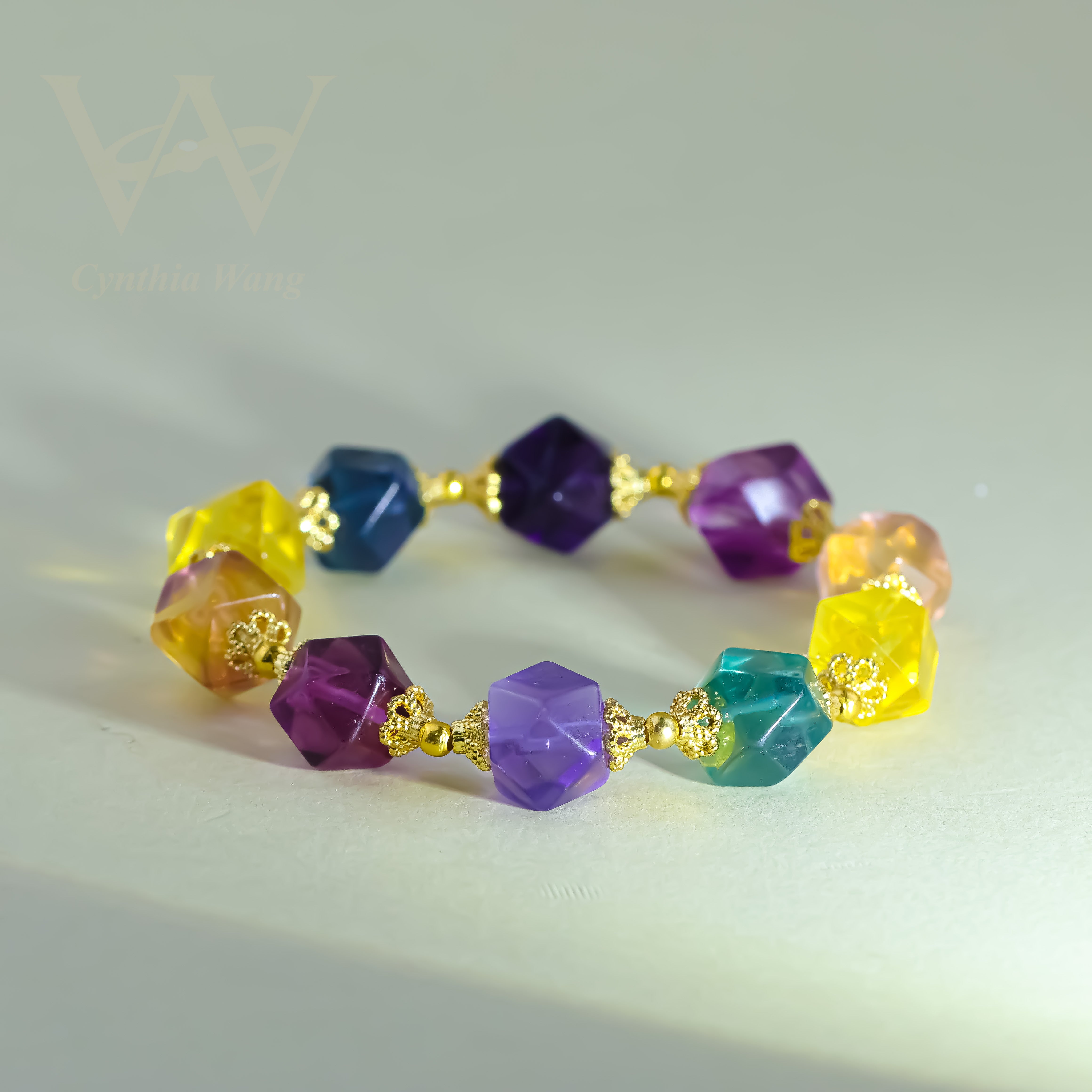 'Colorful Kaba Stars' Fluorite Bracelet