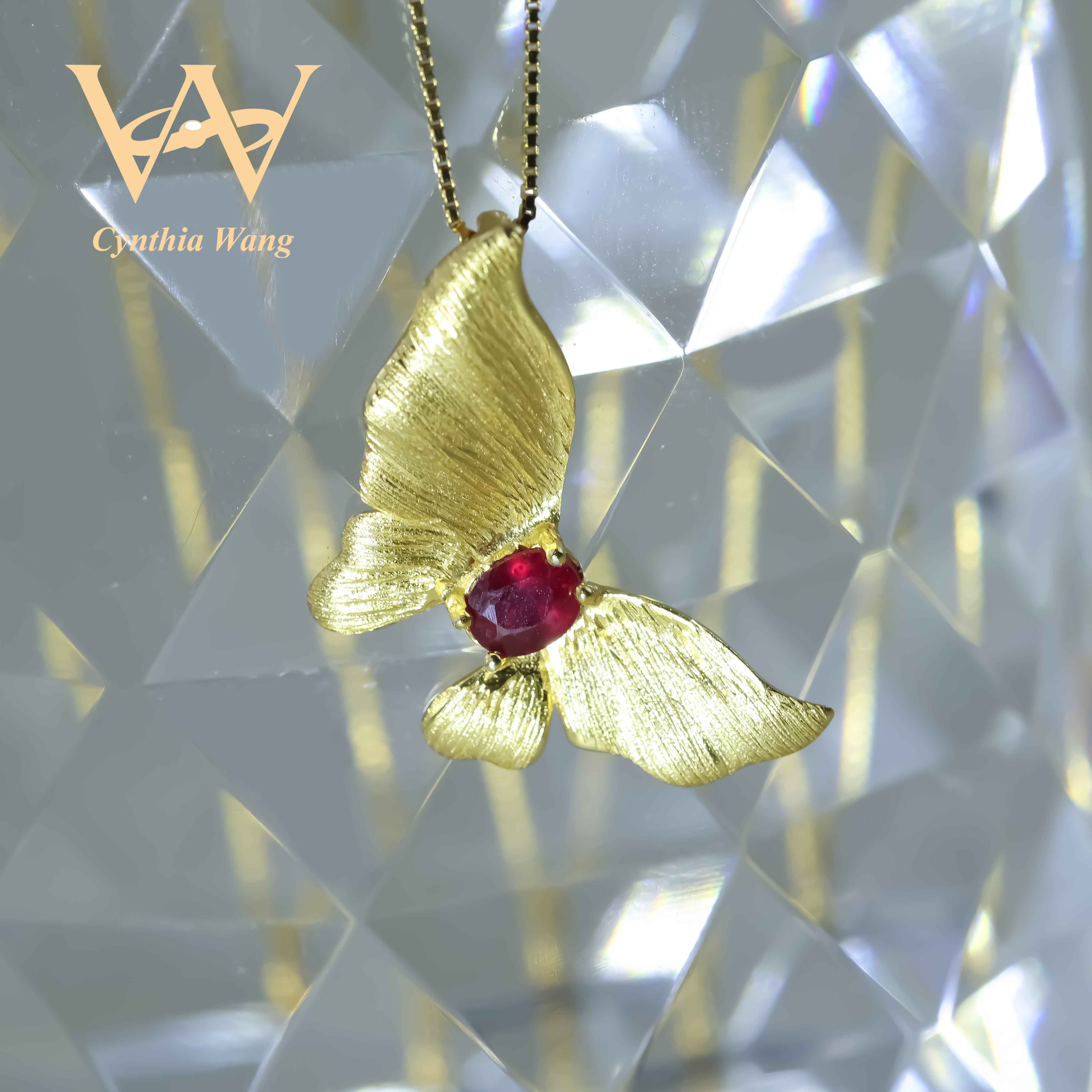 'Broken Wing Butterfly' Ruby Pendant