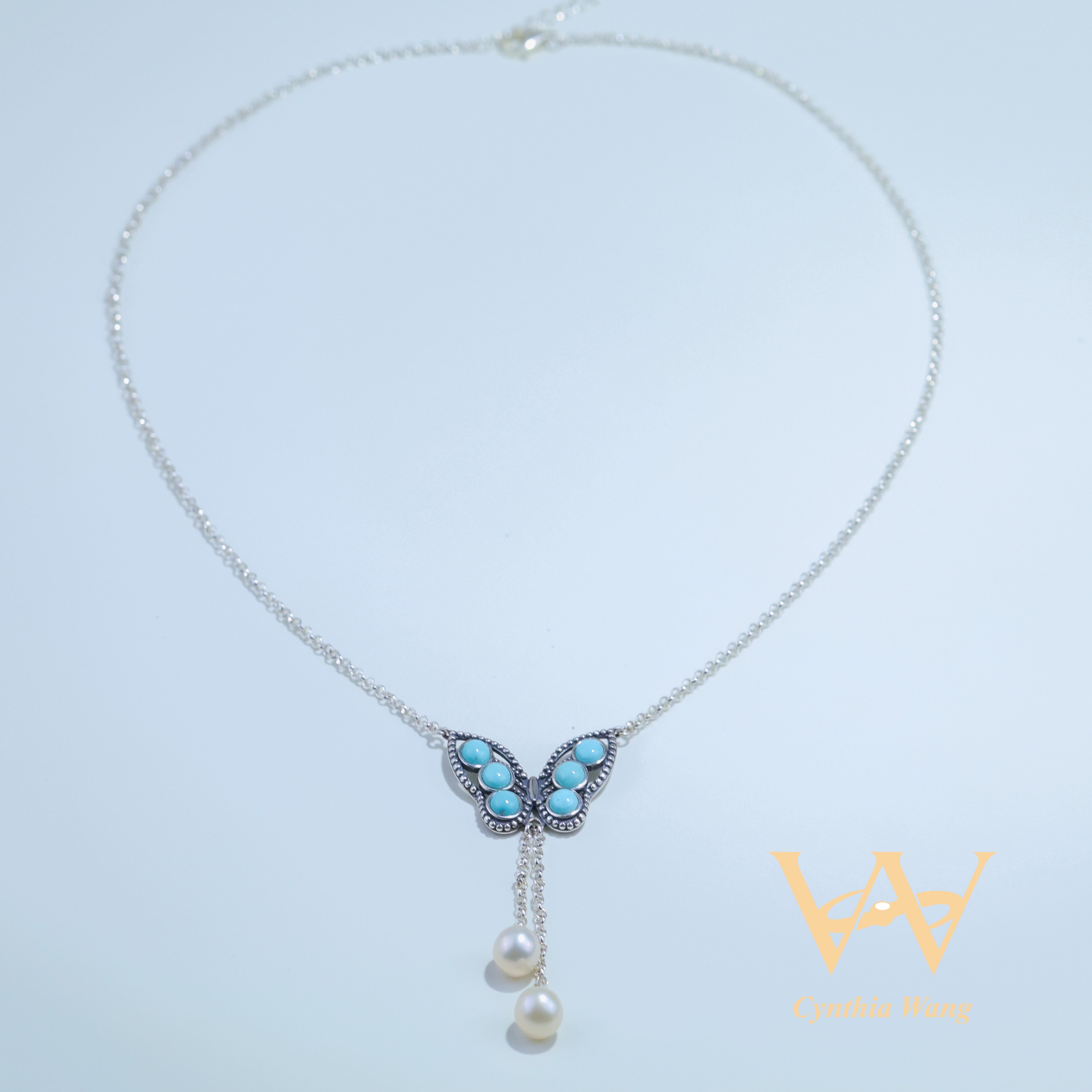 'Elegant Butterfly Wings' Turquoise Necklace
