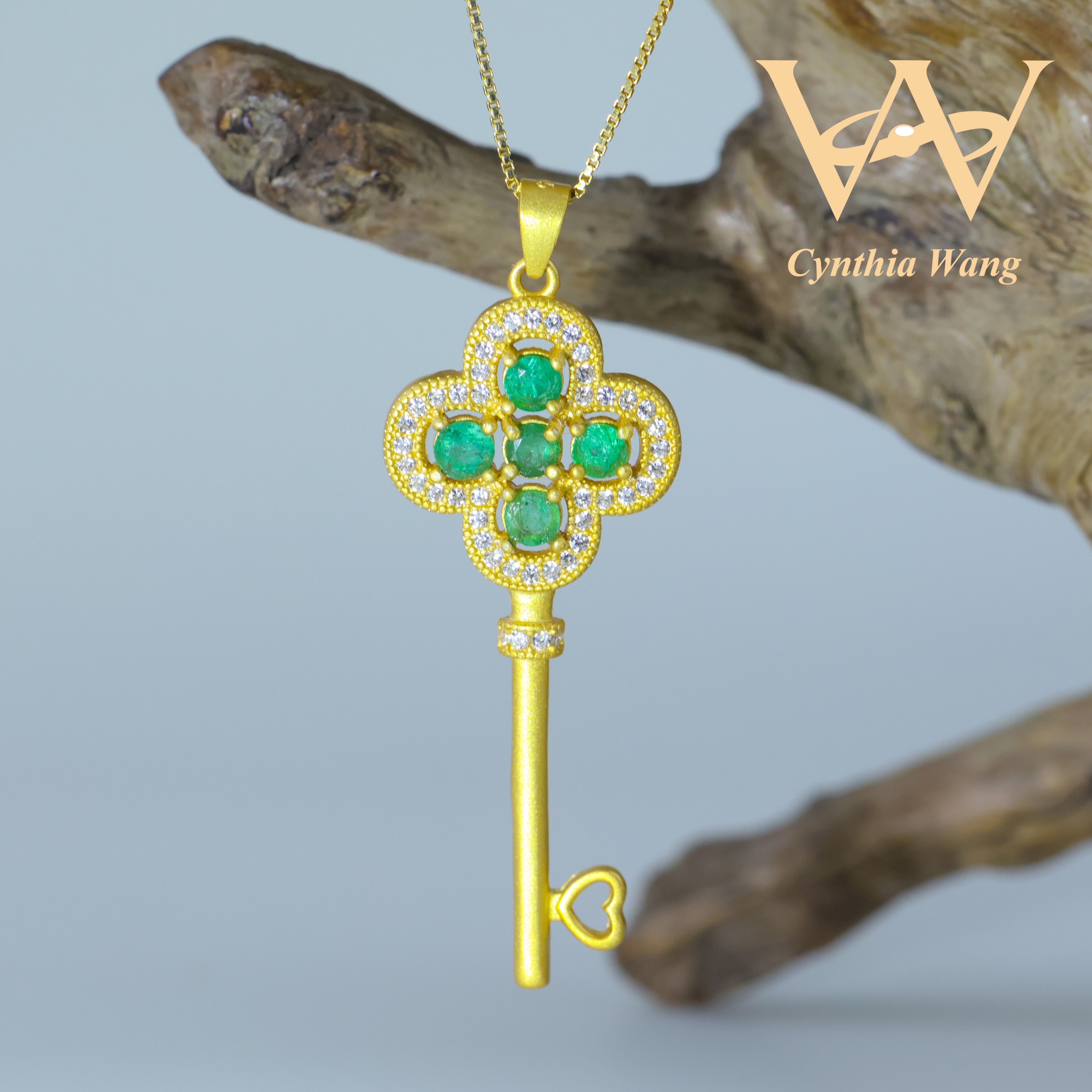 'Treasure Key' Emerald Pendant