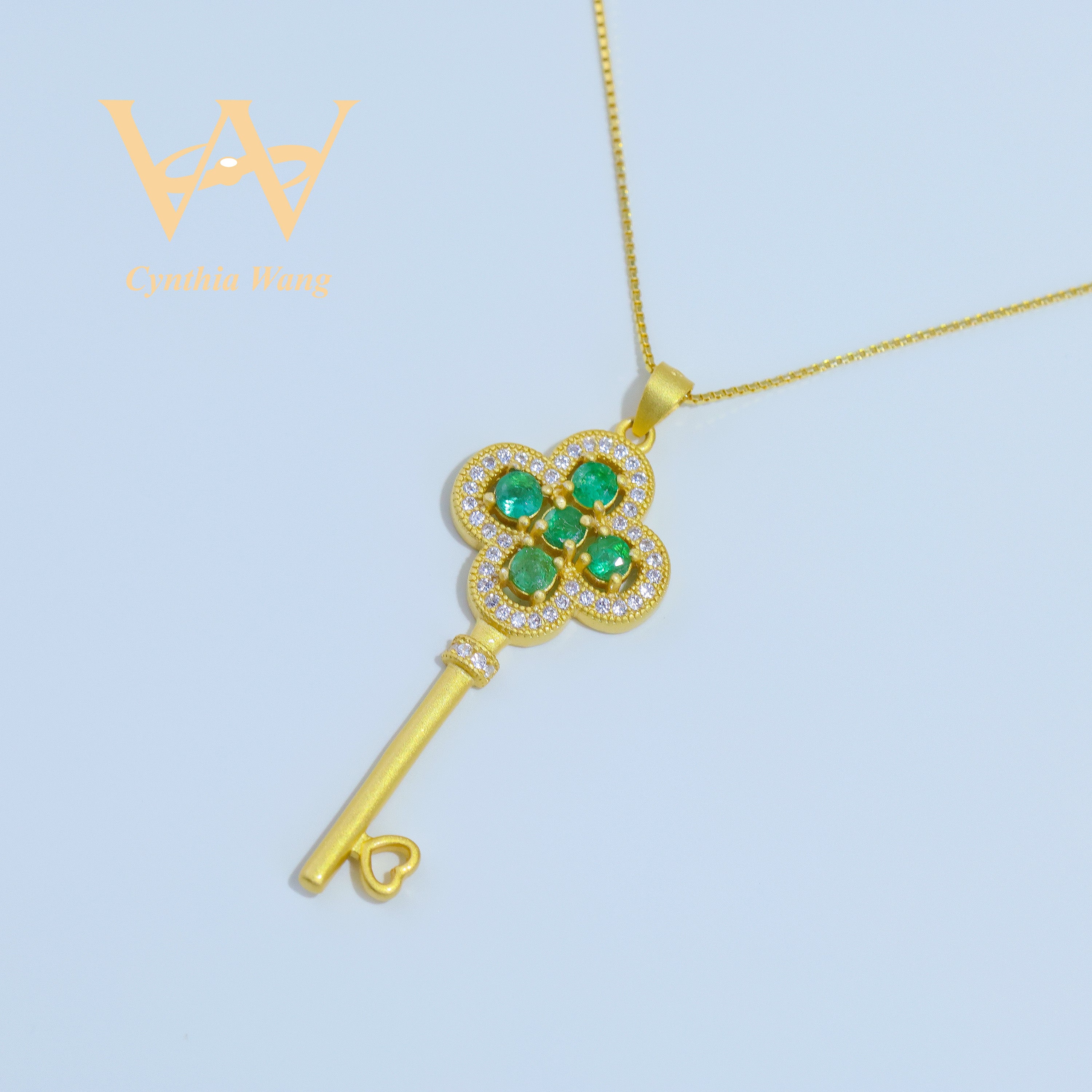 'Treasure Key' Emerald Pendant